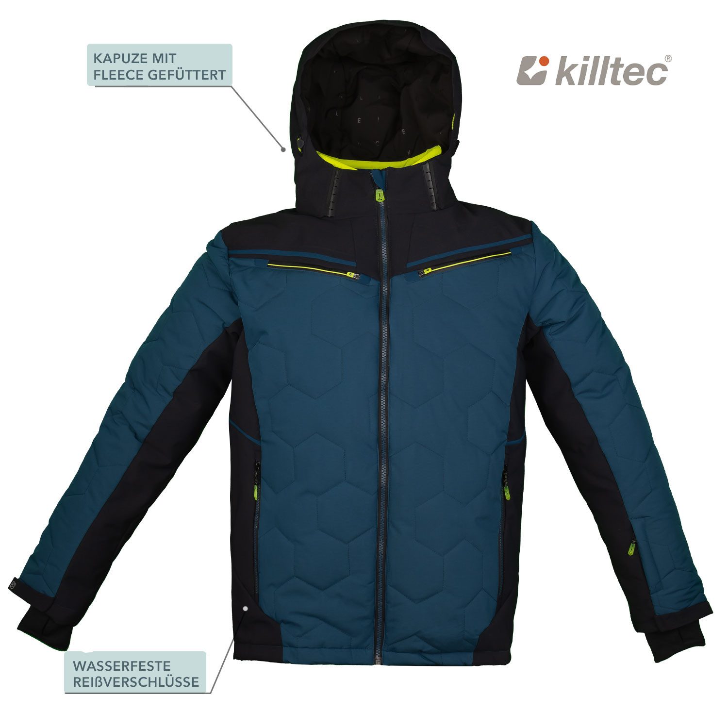 Killtec Skianzug Wintersport Herren Skijacke dunkelblau + Skihose hellgrün