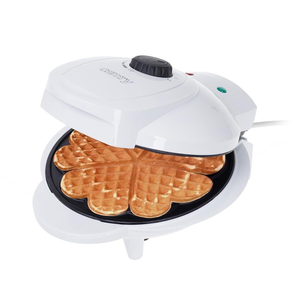 Camry Waffeleisen CR 3022 Waffelmaker 1000 Watt, antihaftbeschichtet, Waffelmaschine, für 5 Herzwaffeln, Weiß
