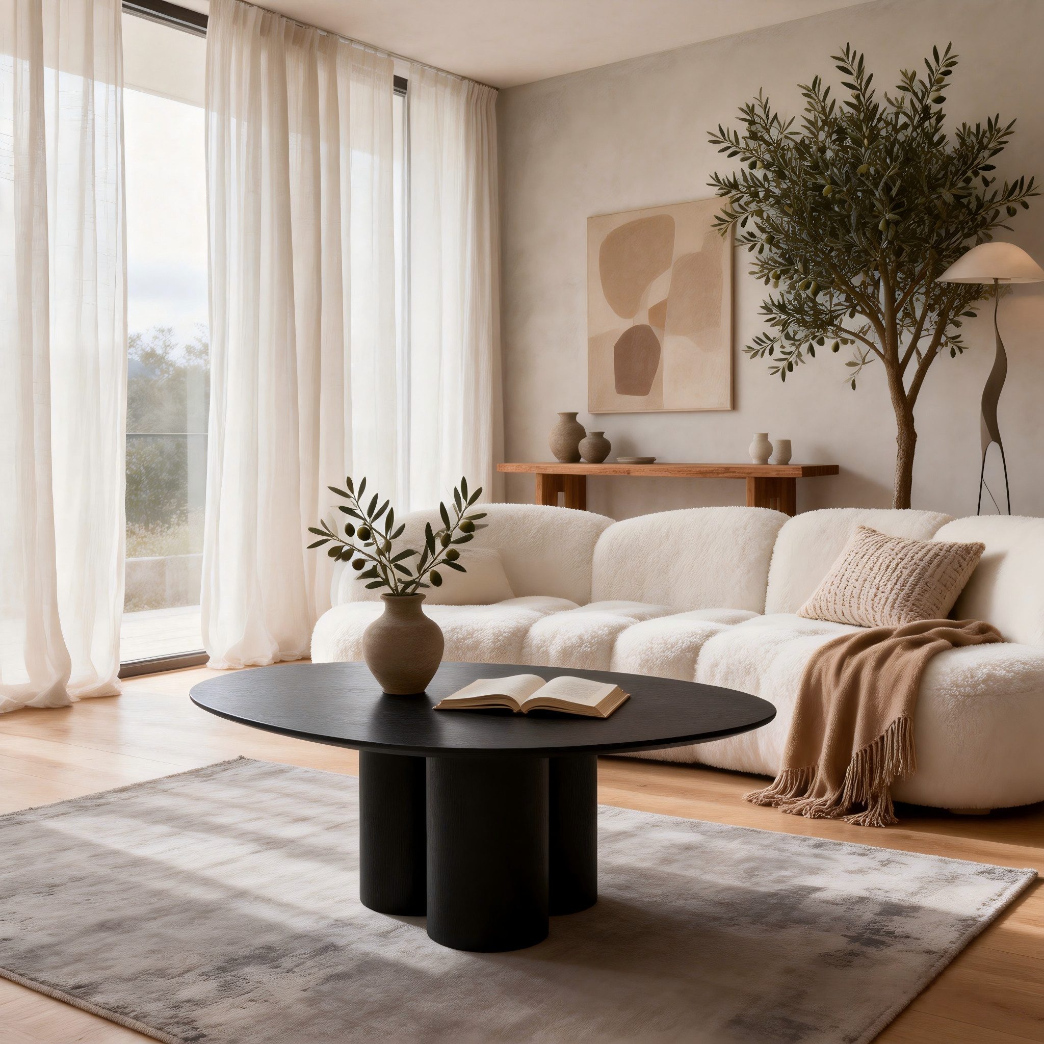 WILLIAMSPACE Couchtisch Moderner Couchtisch, asymmetrische Freiformplatte, Holzfurnier