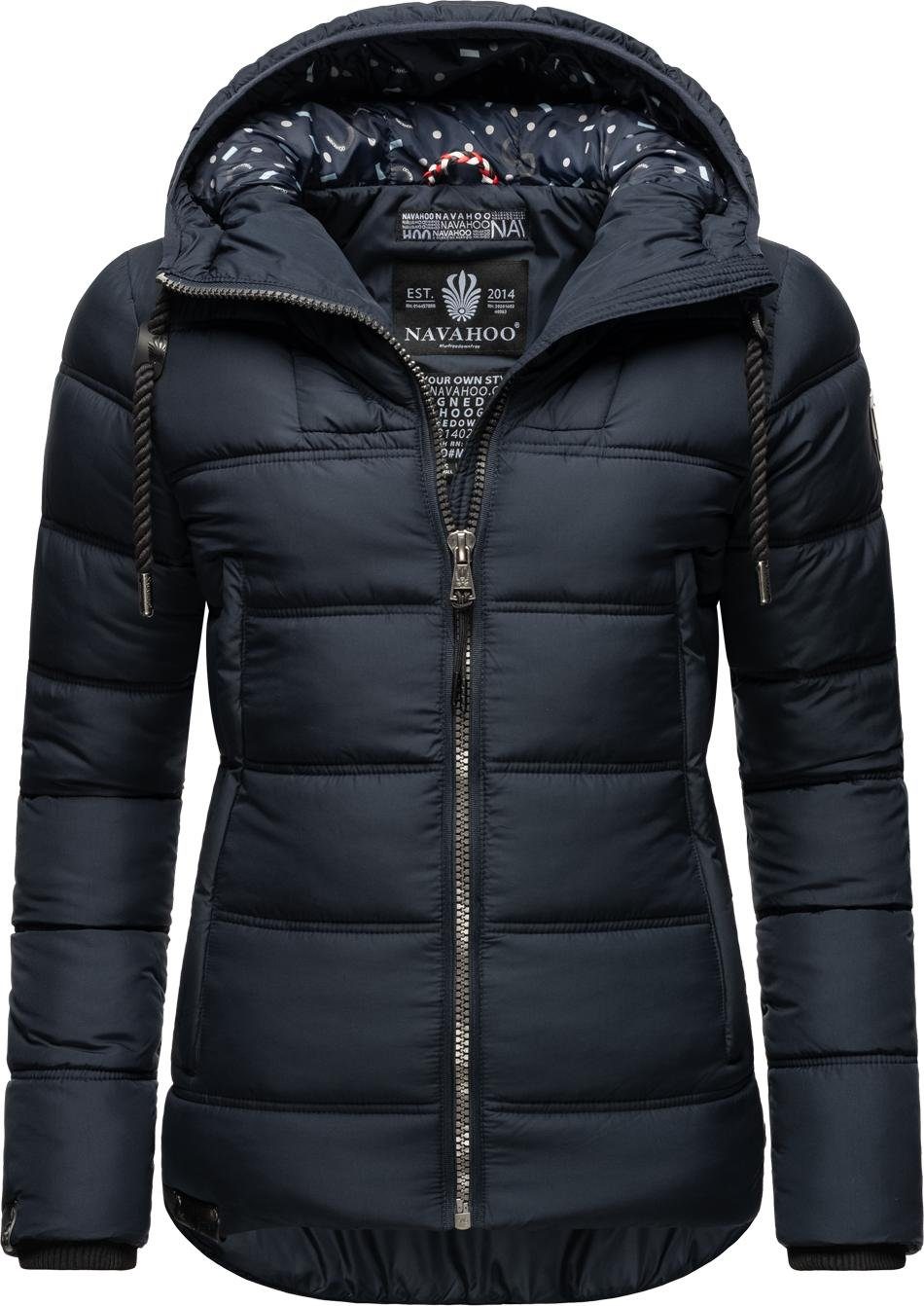 blau mit Winterjacke warm Navahoo Steppjacke Renesmee Kapuze gesteppte