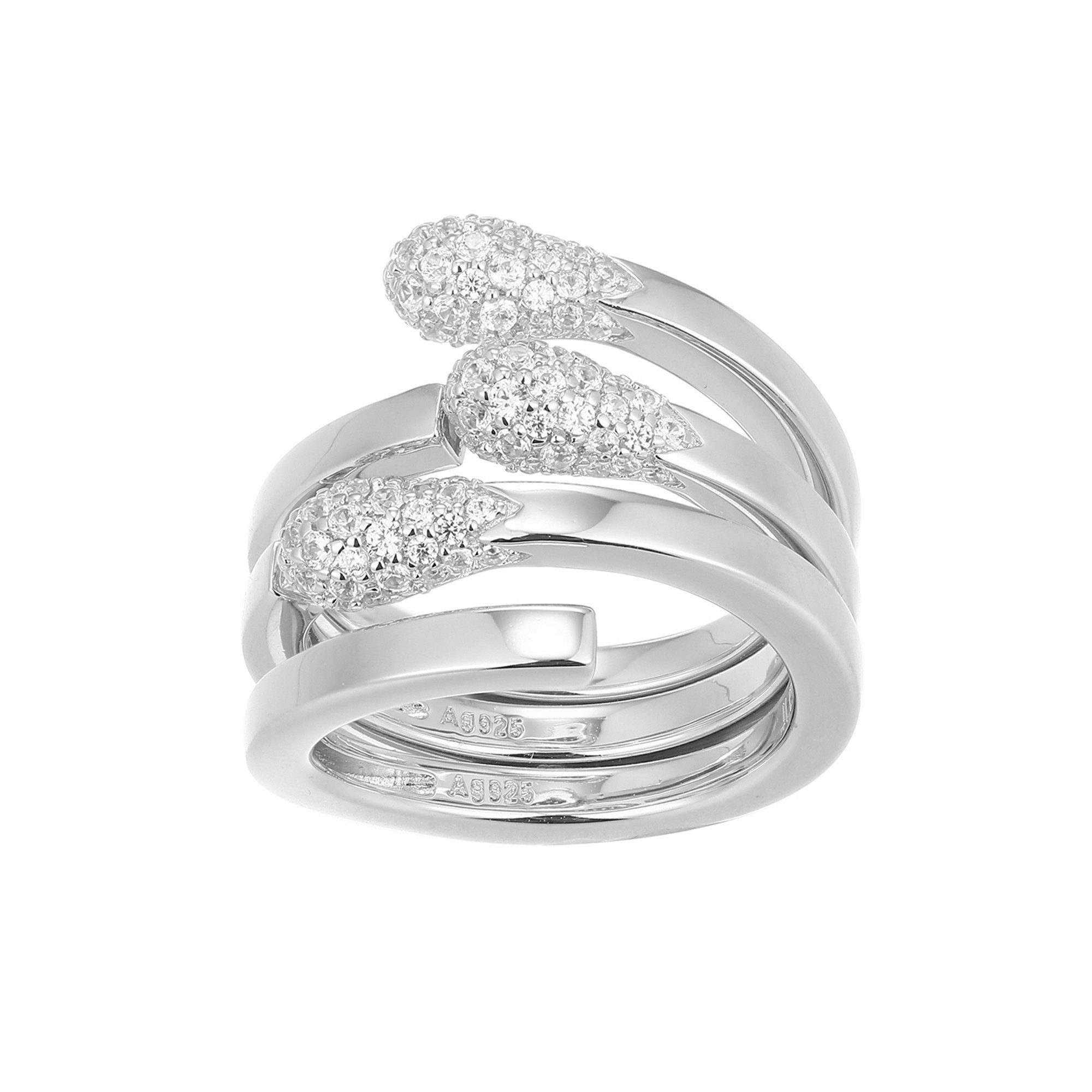 Silberring Cavill Ring aus 925 Sterling Silber mit weißen Topasen 0,07 ct elegant