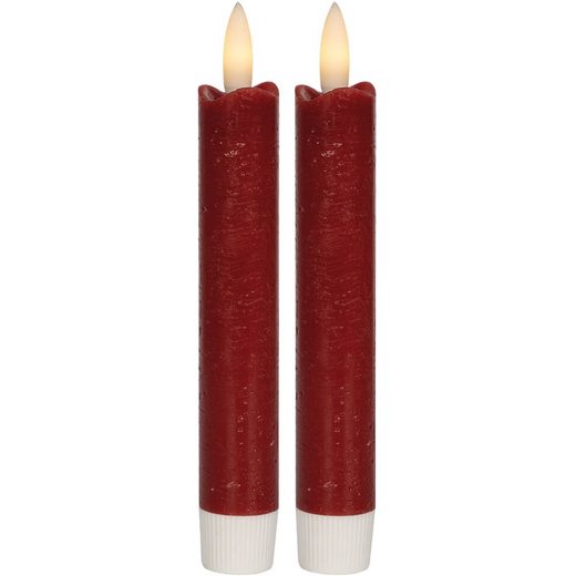 matches21 HOME & HOBBY LED-Kerze »LED-Echtwachskerzen rot Batterie Timer 2 Stk Ø 2x15 cm«, Timerfunktion