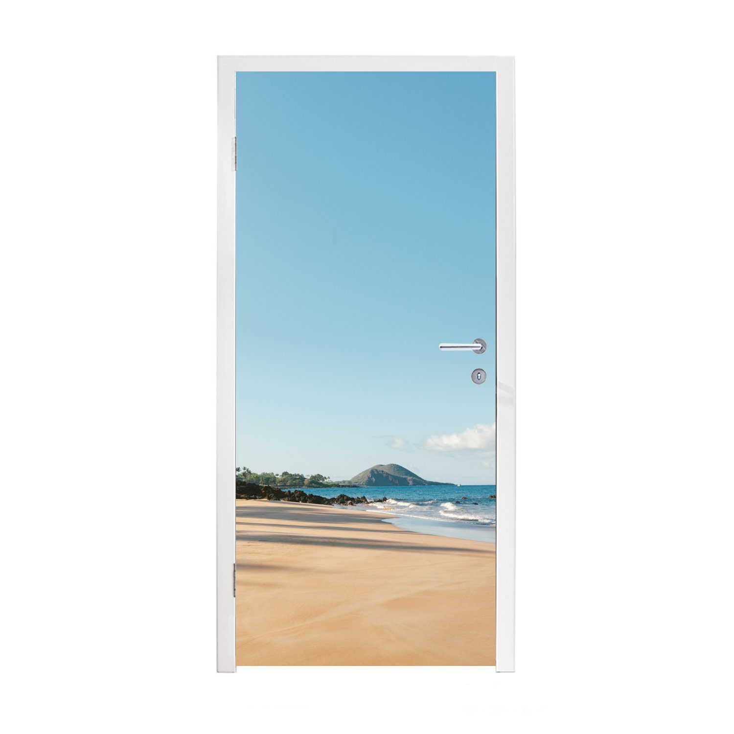 MuchoWow Türtapete Strand - Sommer - Palmen, Matt, bedruckt, (1 St), Fototapete für Tür, Türaufkleber, 75x205 cm
