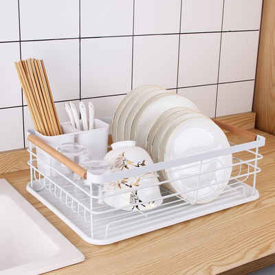 CALIYO Geschirrständer Geschirrständer Abtropfgestell mit Auffangschale für Geschirr, Abtropfständer Abtropfschale für Küchen Spüle