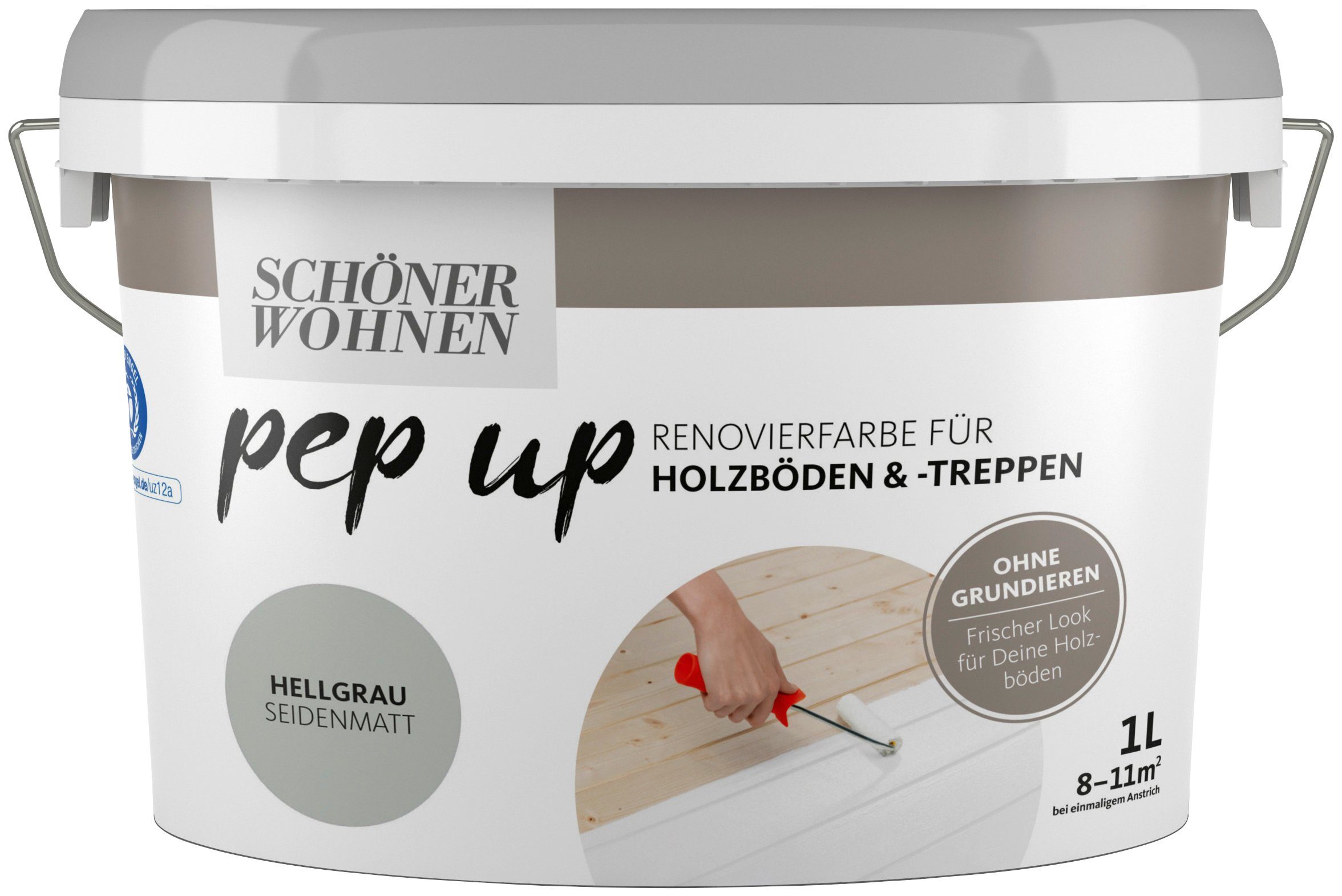 SCHÖNER WOHNEN FARBE Treppen- und Parkettlack pep up - hellgrau, 1 Liter, hellgrau, Renovierfarbe für Holzböden und Treppen