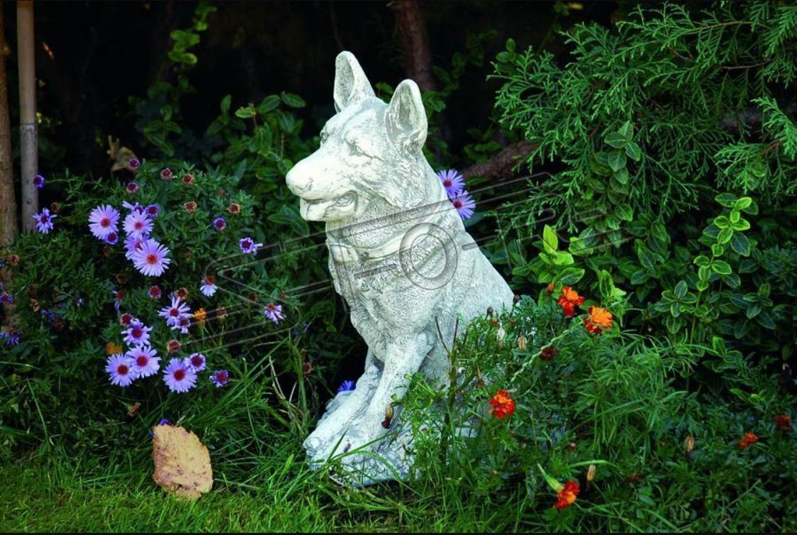 JVmoebel Skulptur Garten Dekoration Deutscher Schäferhund Terrasse Stein Figuren Deko