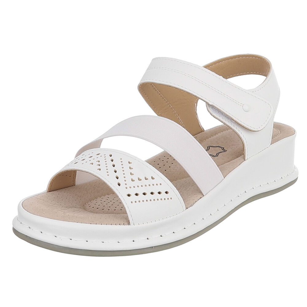Ital-Design Damen Sandale mit Fersenriemen und Komfortsohle Riemchensandalette (91849606) Keilabsatz/Wedge Keilsandaletten in Weiß