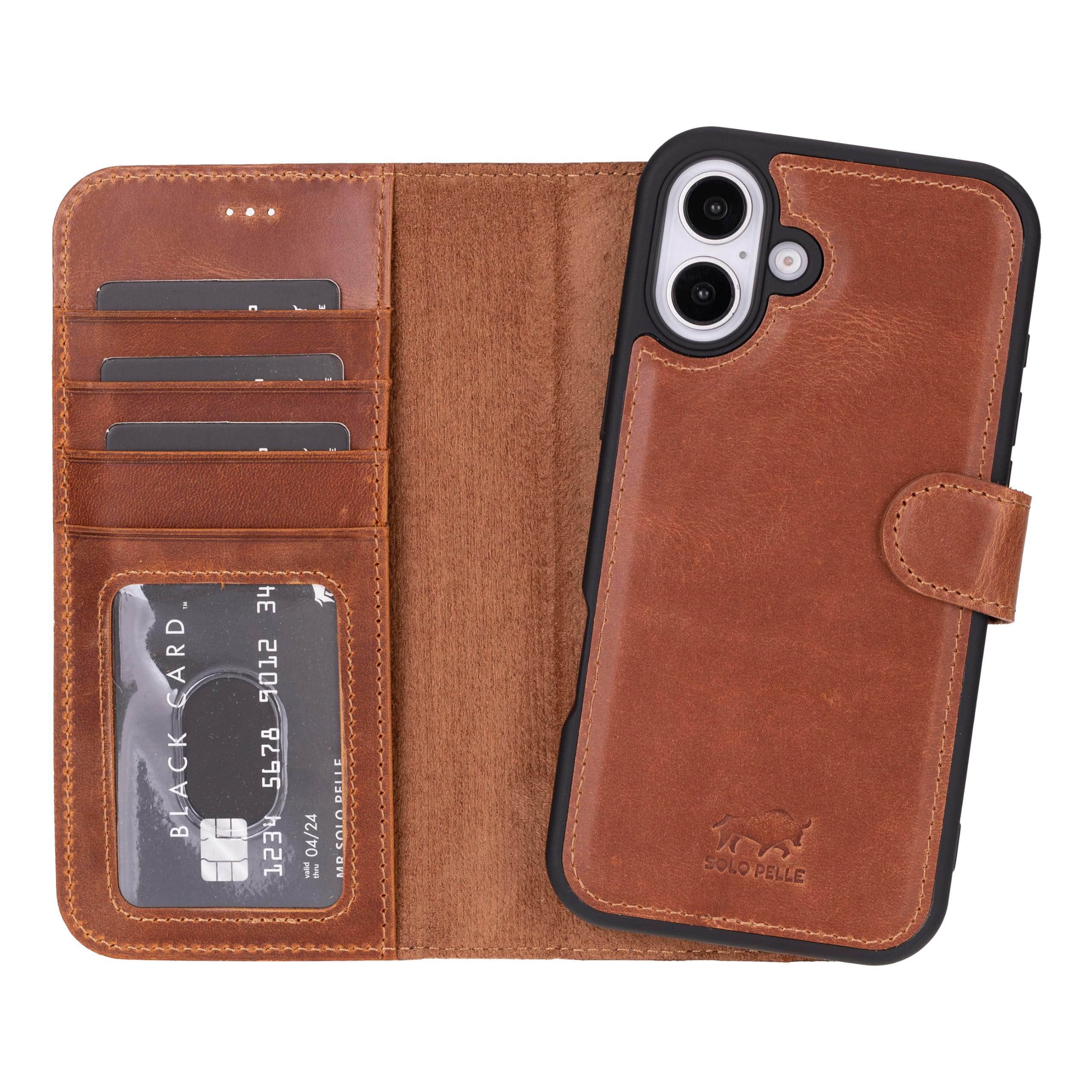 Solo Pelle Smartphonetasche Lederhülle für iPhone 16 Plus 6.7 Zoll inkl. Kartenfächer