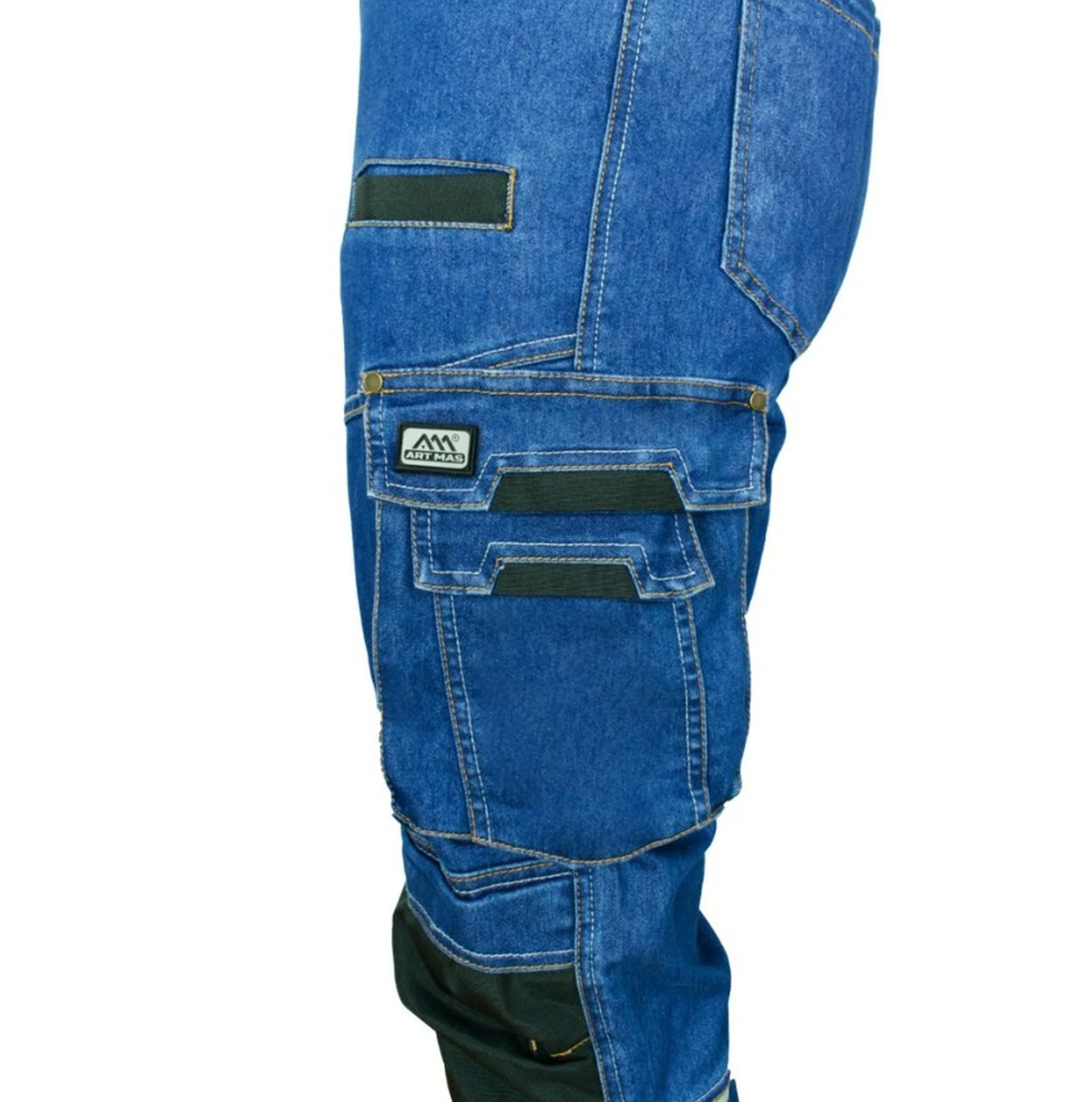 Artmas Arbeitslatzhose Arbeitskleidung Art.Mas JEANS Latzhose Arbeitshose Bundhose Blau – Bild 4 von 4