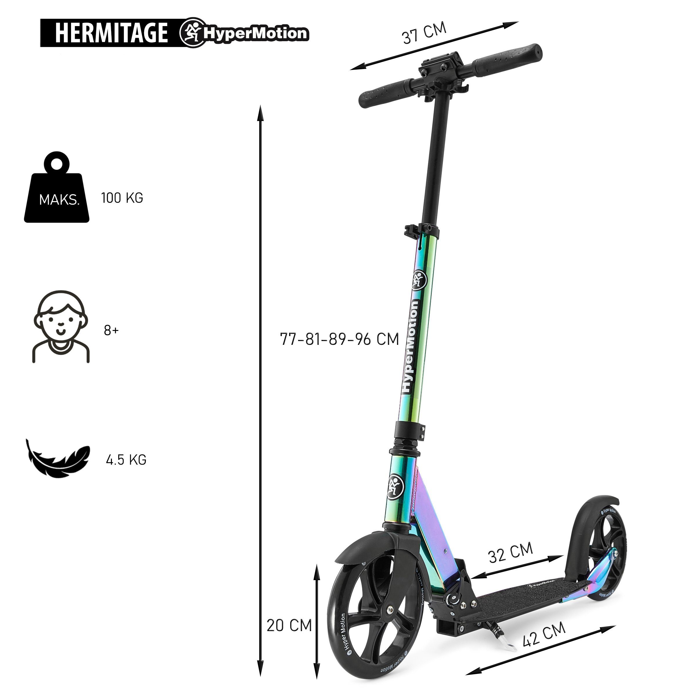 HyperMotion Scooter für zweirädrig, und Jugendliche Erwachsene Cityroller Hermitage