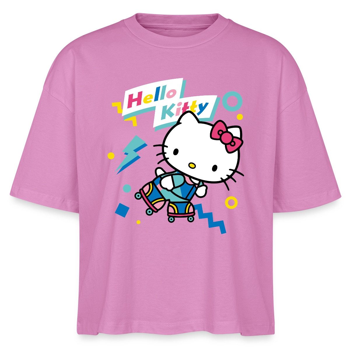 T-Shirt Hello Kitty 90er Stil Mit Rollschuhen Boxy Shirt Damen