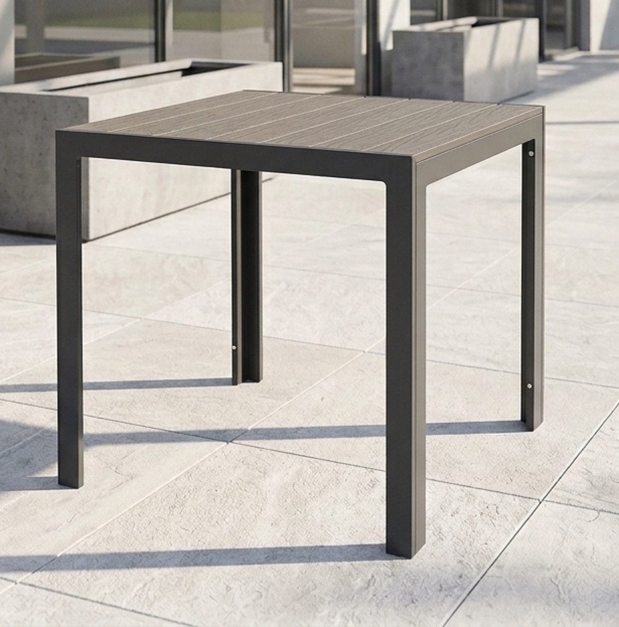Gardissimo Gartentisch Soul quadratisch anthrazit, 70 x 70 cm (Spar-Set, 1-St., 1 Esstisch), Holz-Look / Aluminium / wetterfest / pflegeleicht