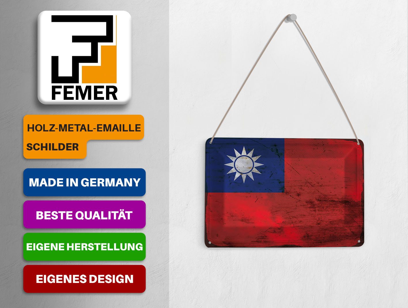 Femer GmbH Postkarte Flagge China 14x10 cm Flag of Taiwan Rost, unfrankiert