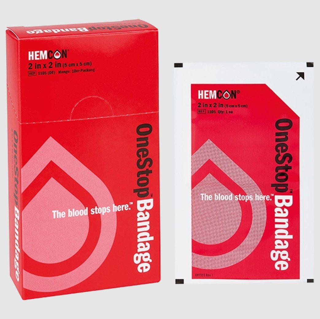 DocMed Erste-Hilfe-Set HemCon OneStop Bandage, (Notfall-Blutstillungsset, 1 St), Steril verpackt, Leicht und kompakt, Flexible