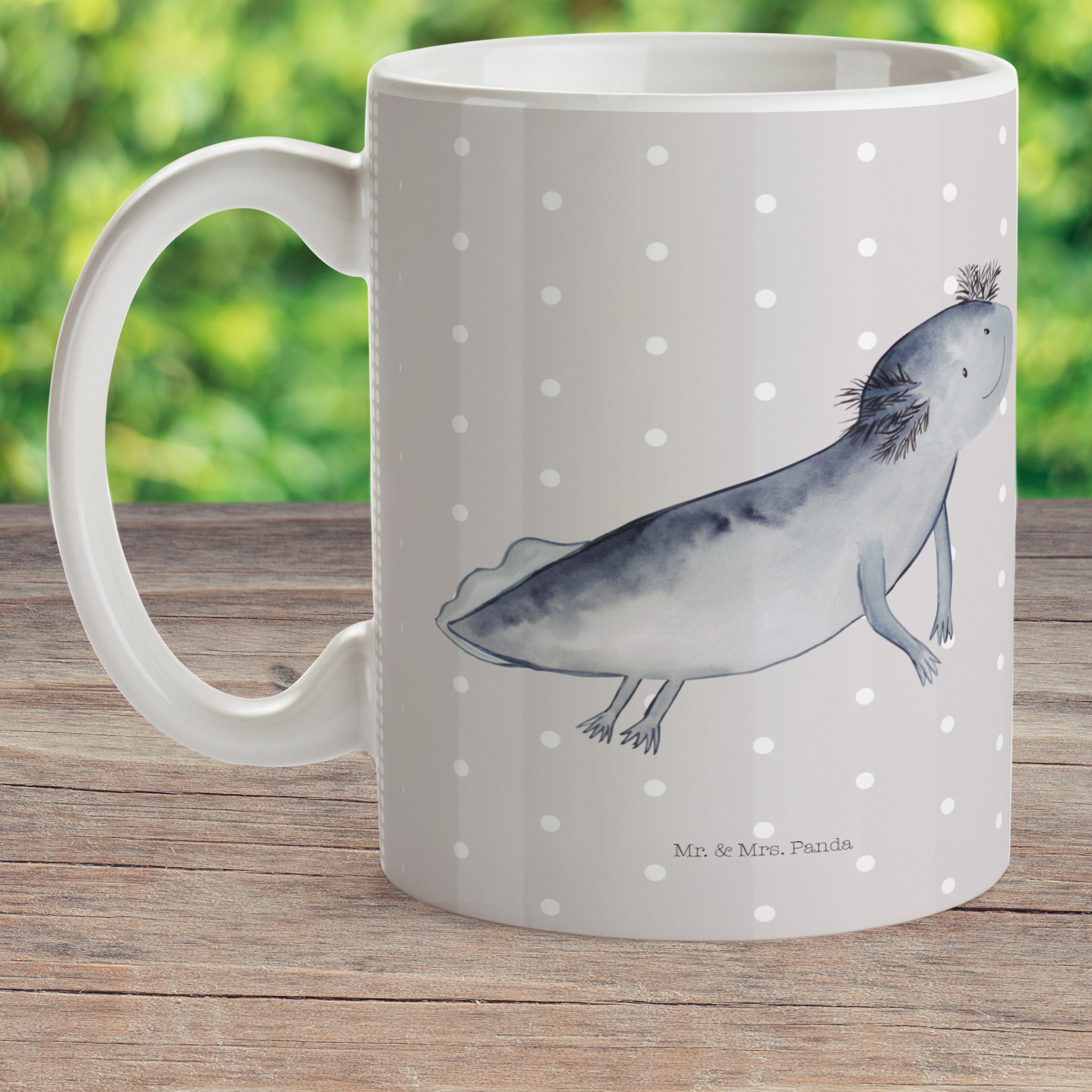 Kinderbecher Tasse, Tasse, Kunststoff schwimmt Pastell Axolotl Mr. Geschenk, Kunststoff Mrs. - Panda Grau & -