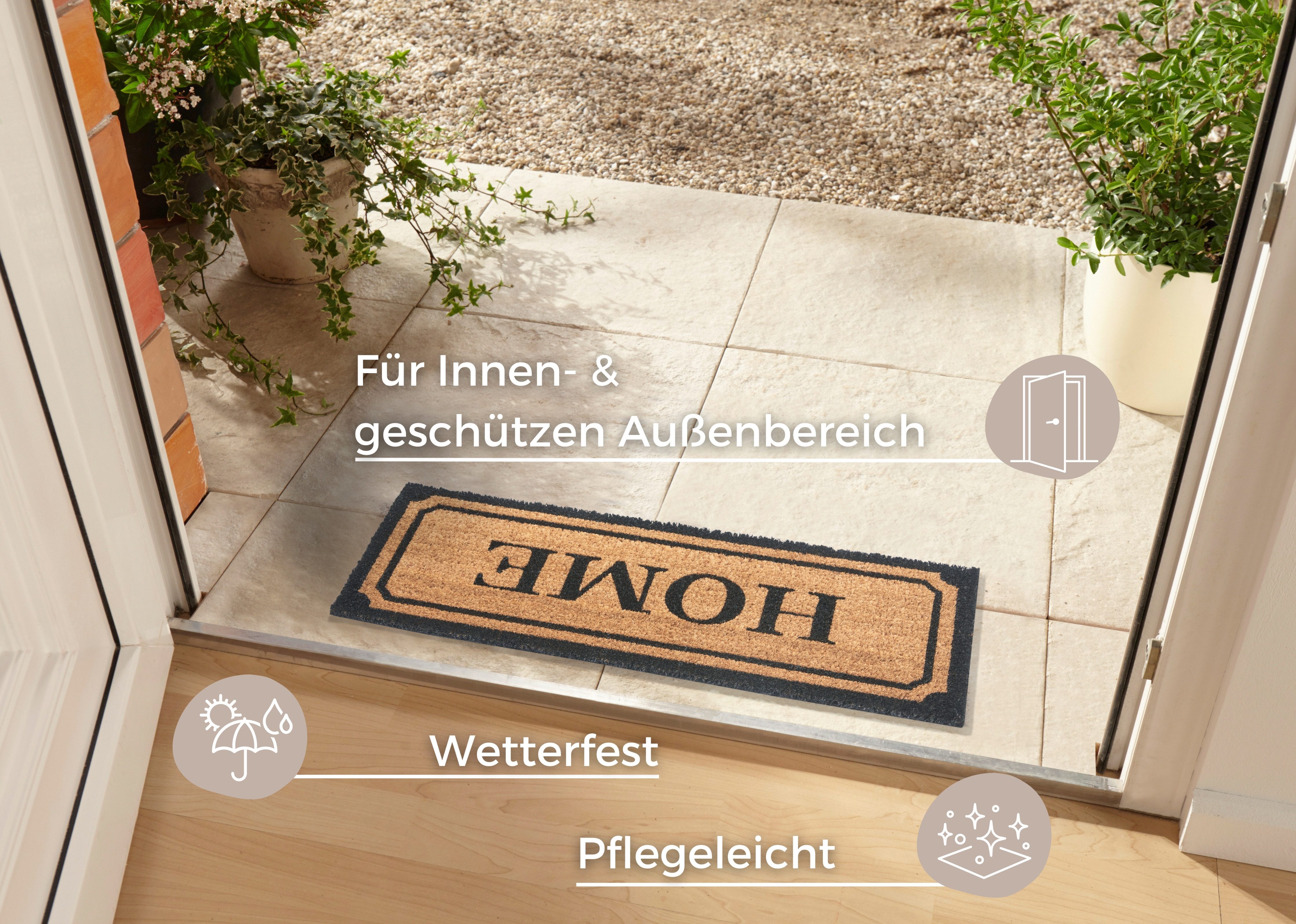 HANSE Home Fußmatte Mix Mats Kokos Wide Home Border, Türmatte, rechteckig, Höhe: 15 mm, Kokos, Schmutzfangmatte, Outdoor, Rutschfest, Innen, Kokosmatte, Flur – Bild 2 von 5