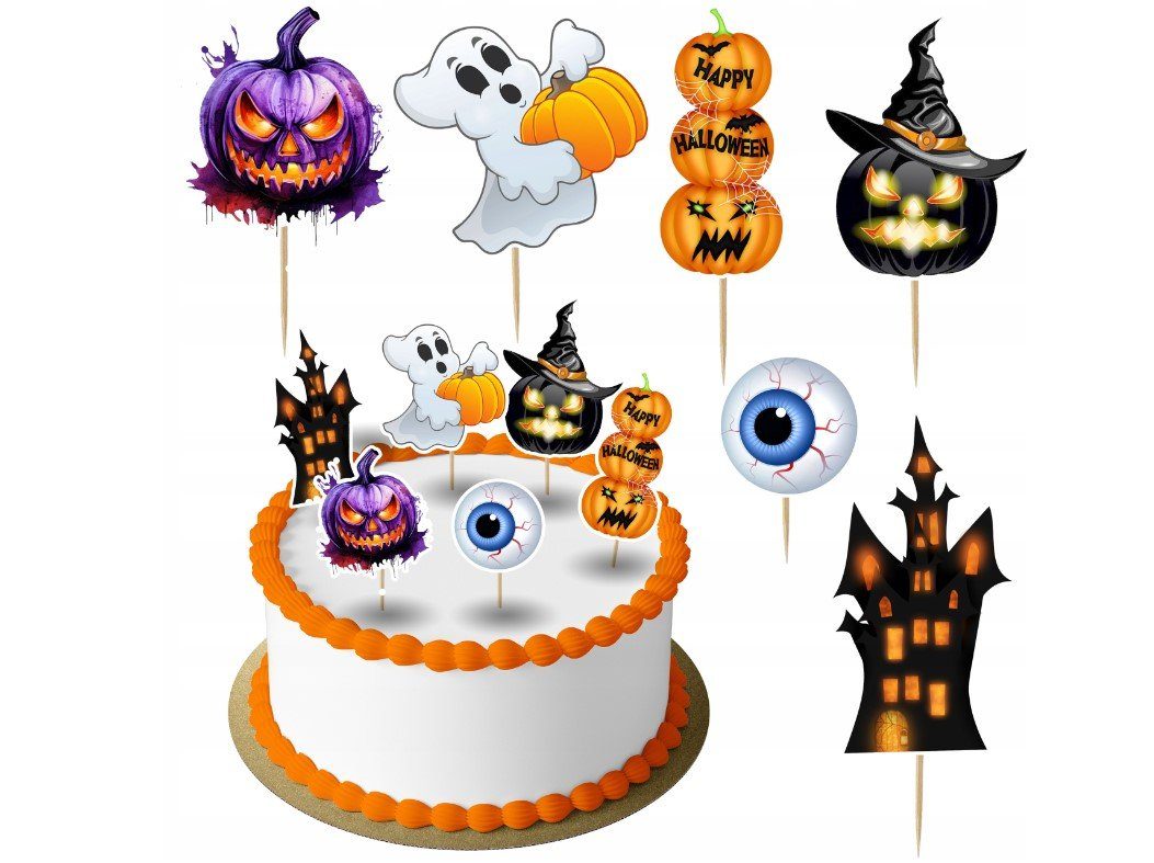 Tortenstecker Halloween Topper Set 6 Stk Geburstag Torten Deko Kuchen Junge