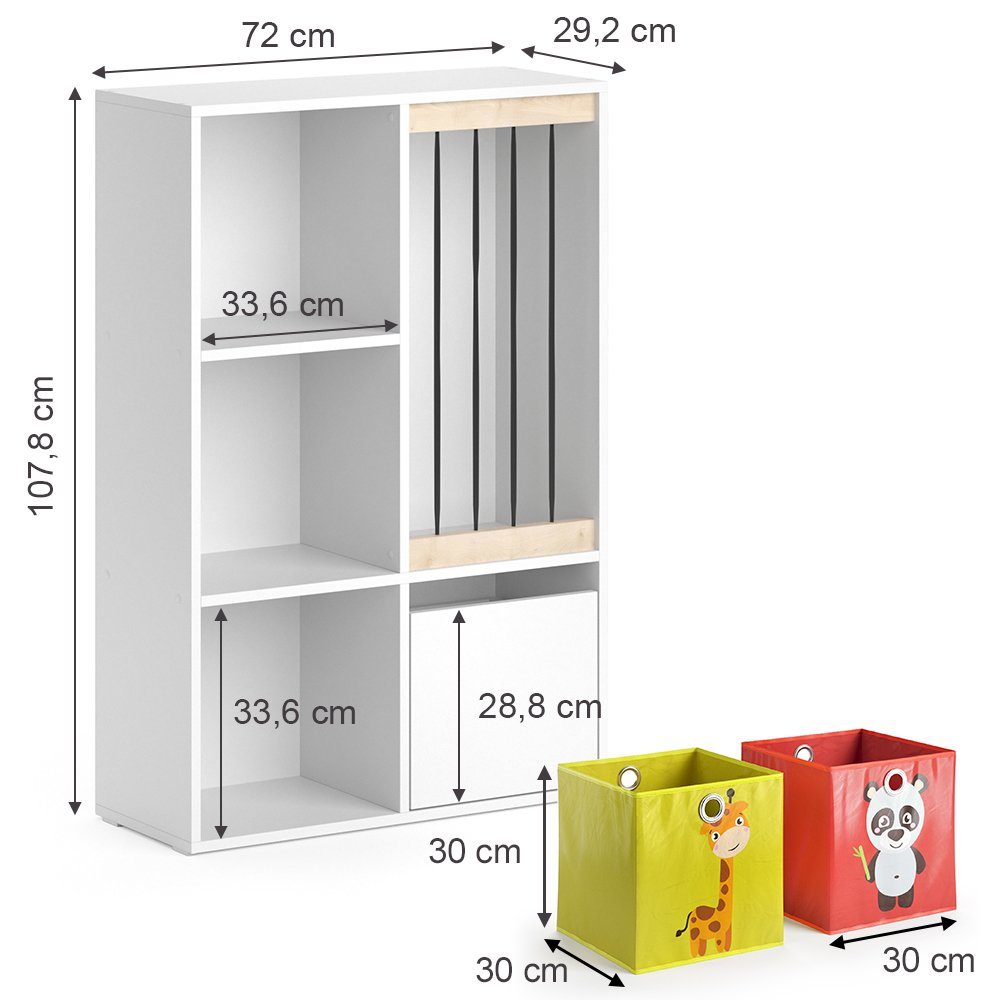 Vicco Bücherregal Luigi, Weiß, 72 x 107.8 cm mit 2 Faltboxen opt.2, 1-tlg.