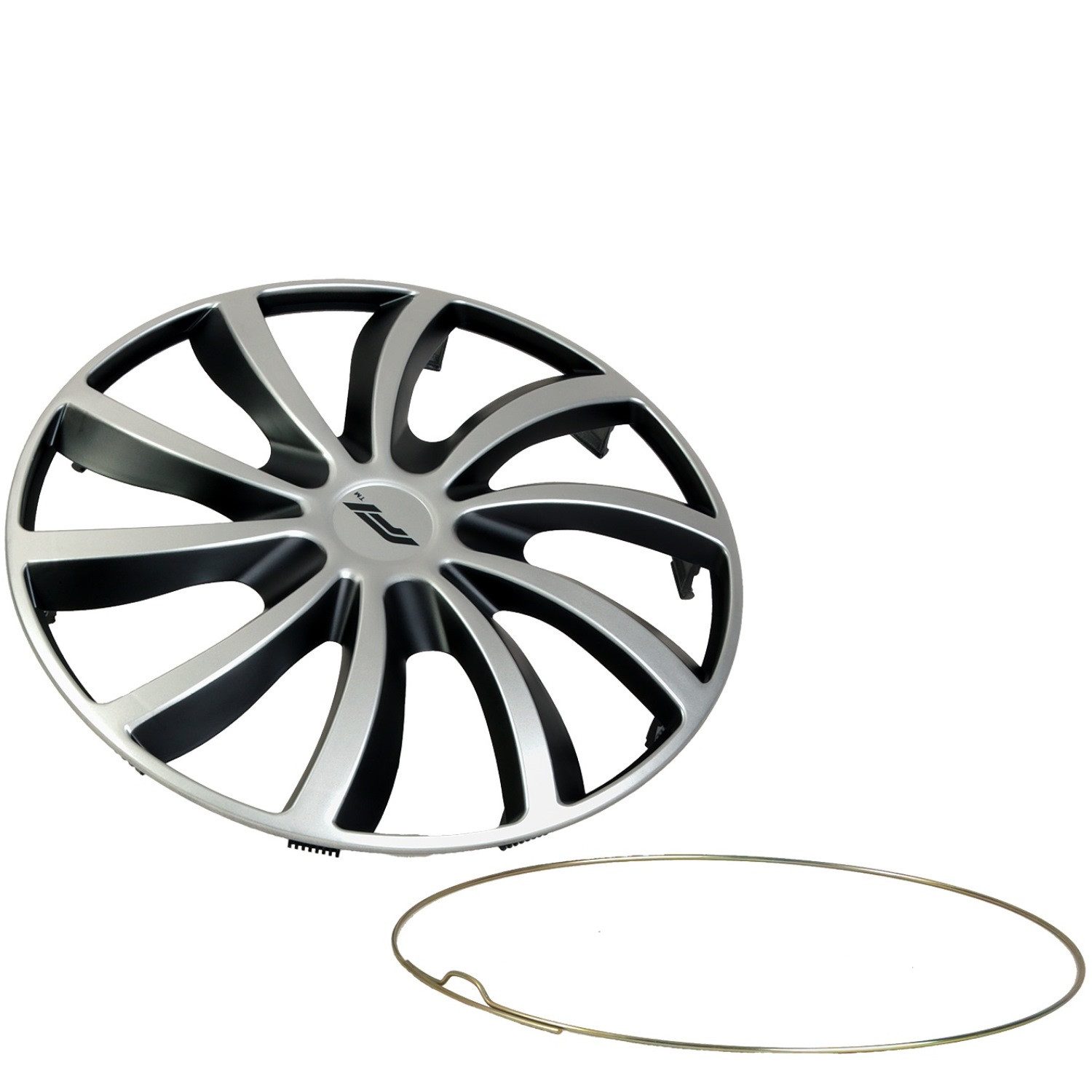 Formula 1 Wheel Trim Set 16 inch WC161 Silver/Black, 16 in inch, (Set, 4-pcs) Design 4x Wheel Trim Covers Two-tone Universal R16 16"