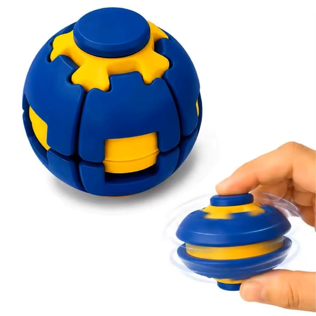 OLi Fidget Spinner Press-to-Spin Stress Relief Fidget Ball – 3D Rotierender Fidget, Stressabbau-Spielzeug, Dekompressionsball zum Drücken und Drehen