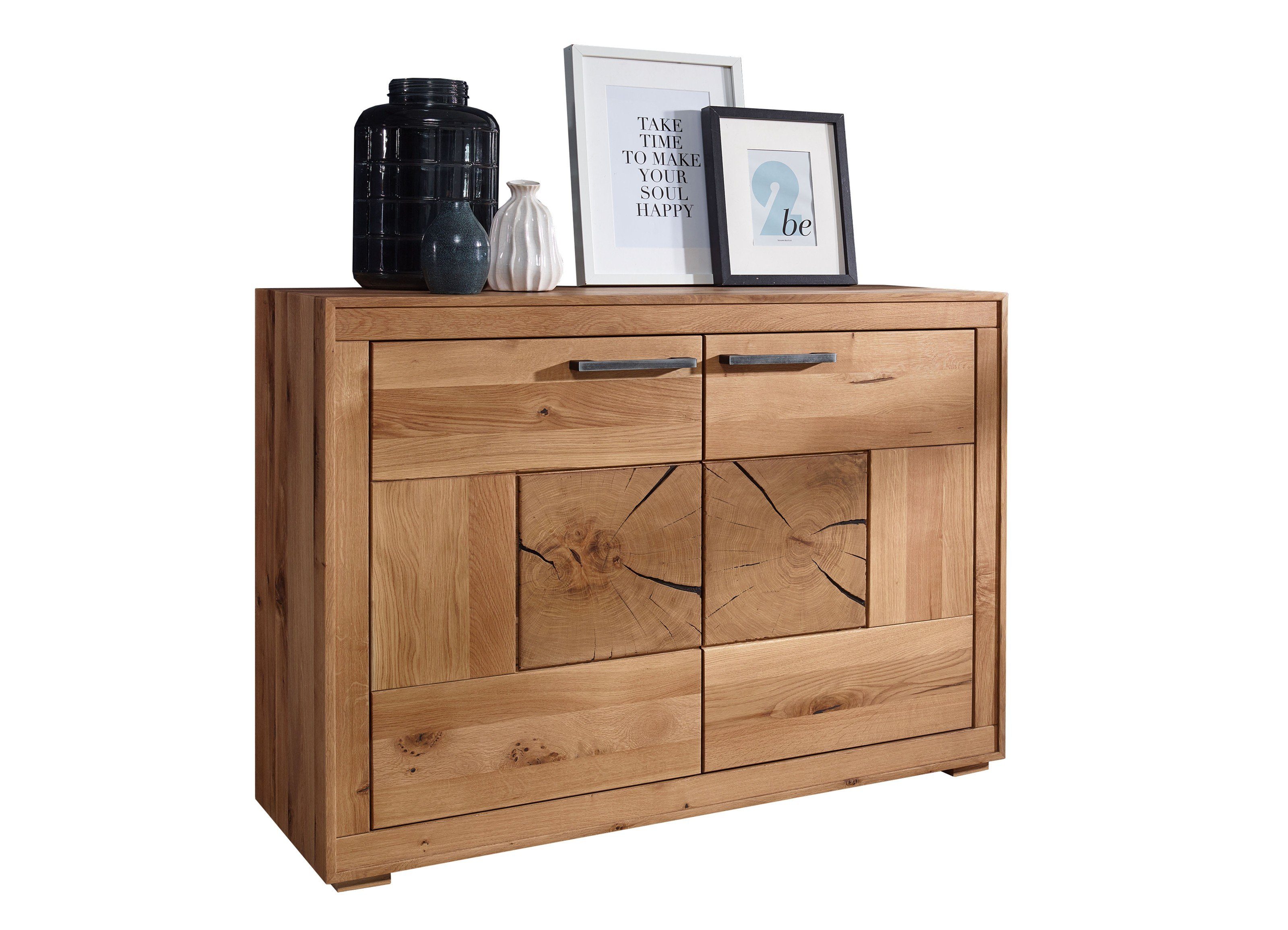 möbelando Sideboard WZ-0315 (BxHxT: 114x85,5x40 cm), aus Wildeiche in natur geölt mit 2 Türen und einem Einlegeboden