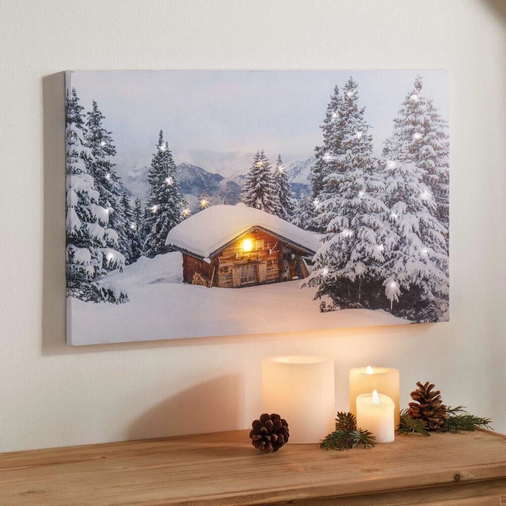 Home-trends24.de Leinwandbild LED Bild Winterlandschaft Leinwand Beleuchtet Weihnachten Wand Deko – Bild 2 von 5