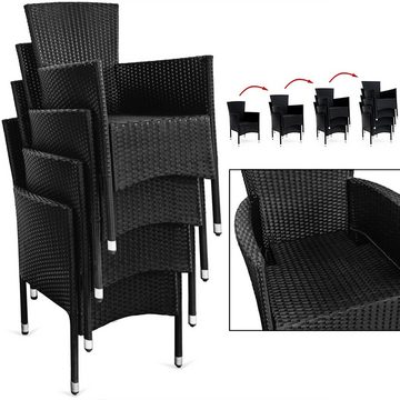 Casaria Sitzgruppe 6+1, Stühle stapelbar 7cm Auflagen 150x90cm Gartentisch Balkon Essgruppe