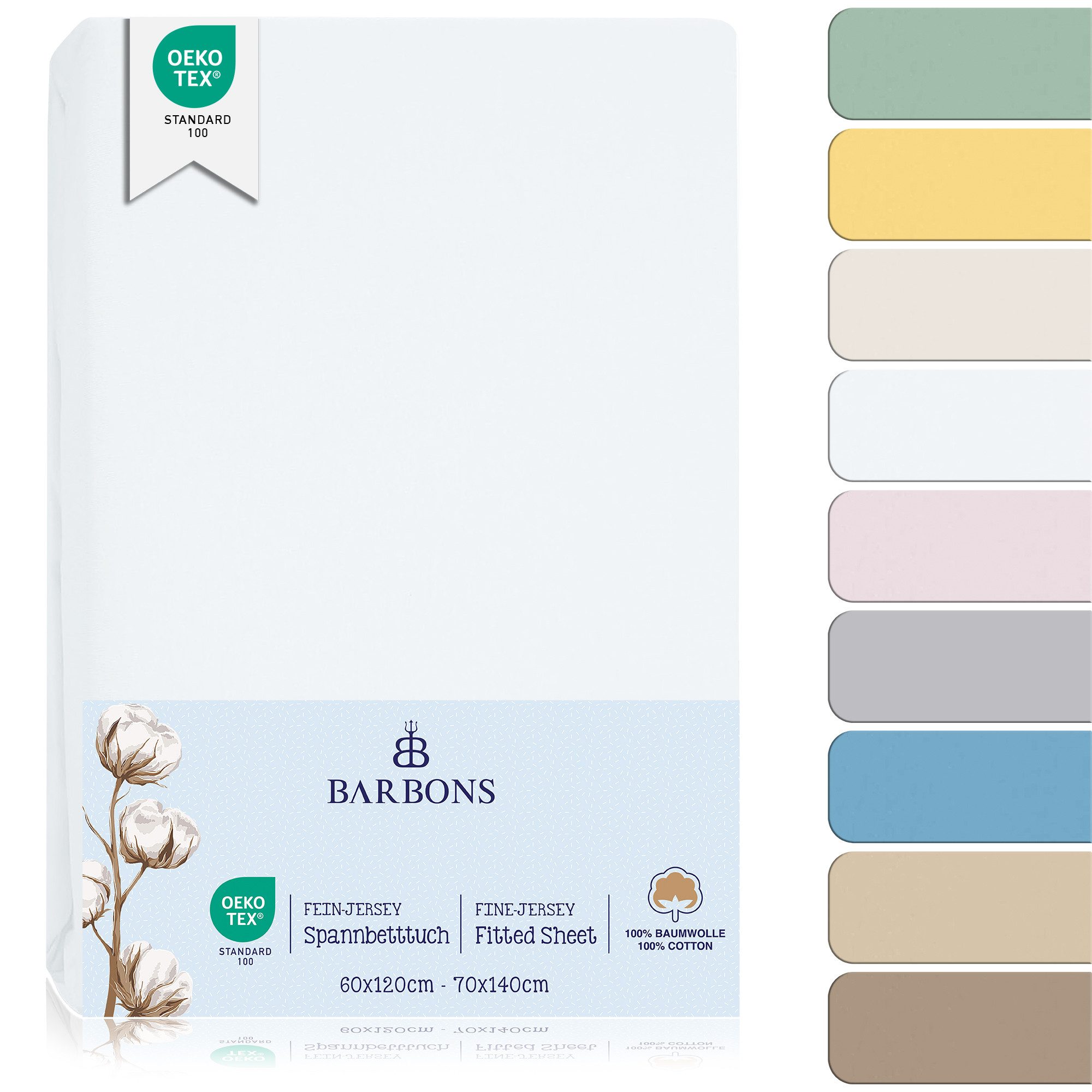 BARBONS Spannbettlaken 60x120 für Baby, Jersey günstig online kaufen