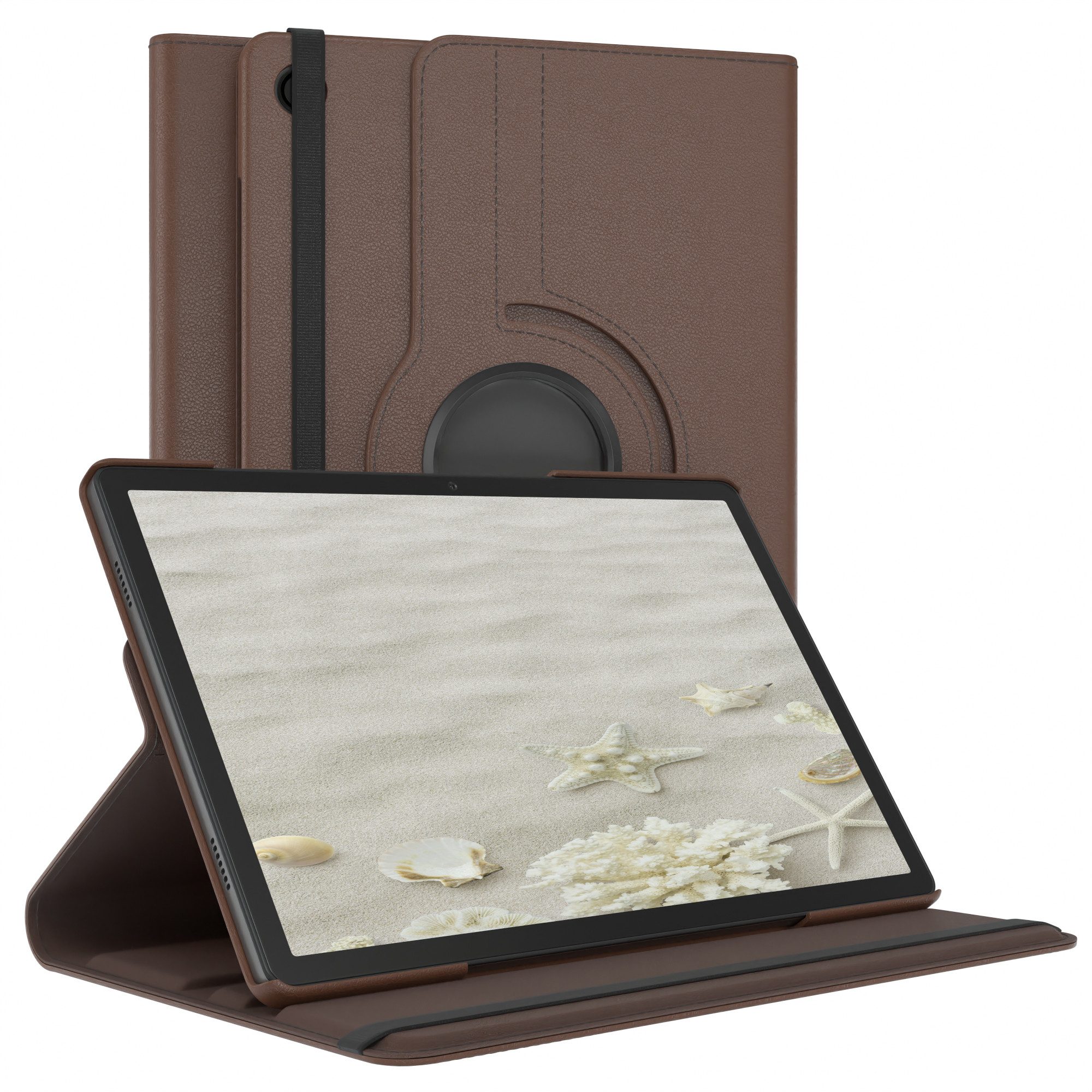 EAZY CASE Tablet-Hülle Rotation Case für Galaxy Tab A9 Plus Rotationcase 11 Zoll, Schutztasche Tablet Case 360 Rotation Bookcover zum Aufstellen Braun