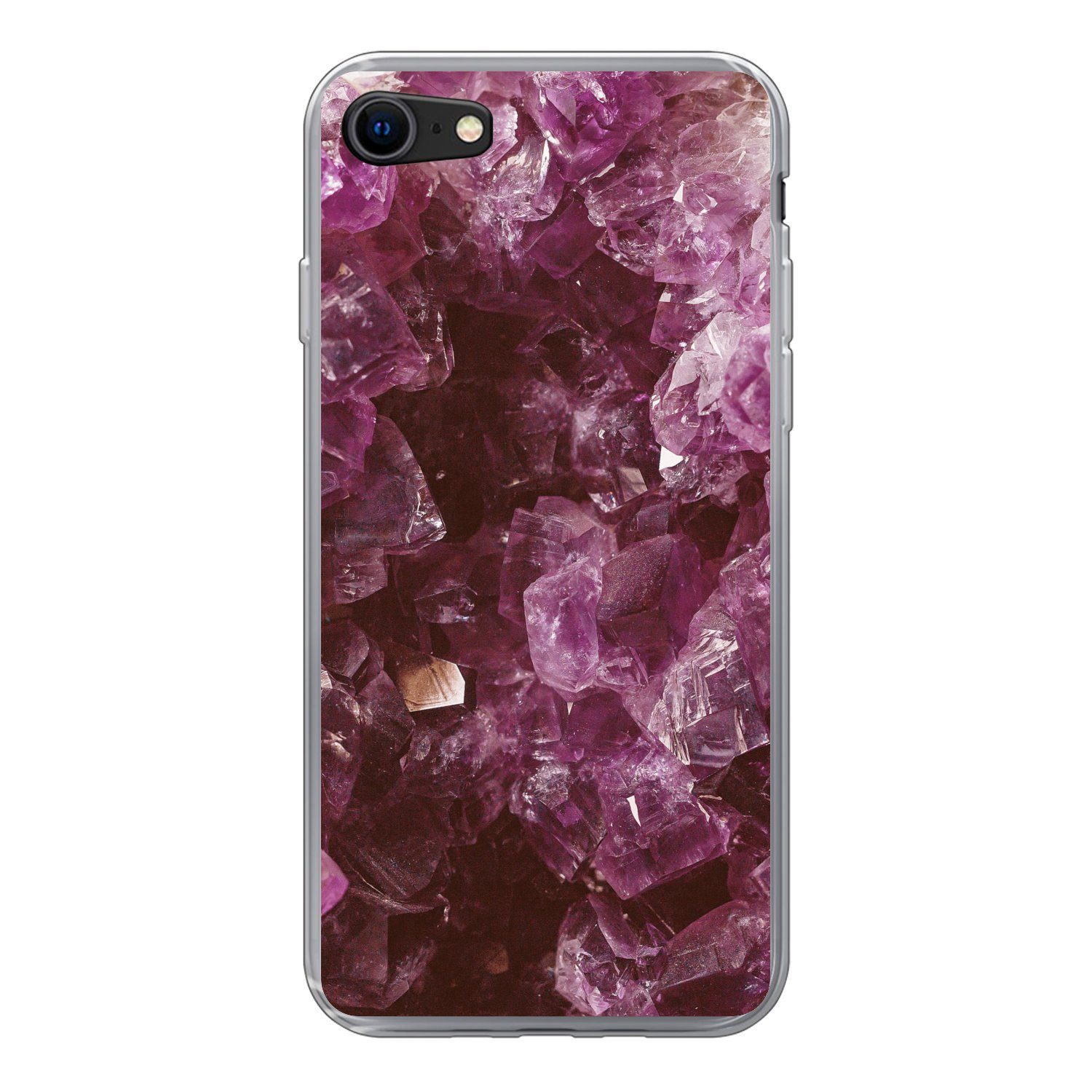 MuchoWow Handyhülle für Apple iPhone 8 Edelsteine - Amethyst - Kristalle und Edelsteine, Smartphone-Bumper, Print, Handy Schutzhülle Dünn