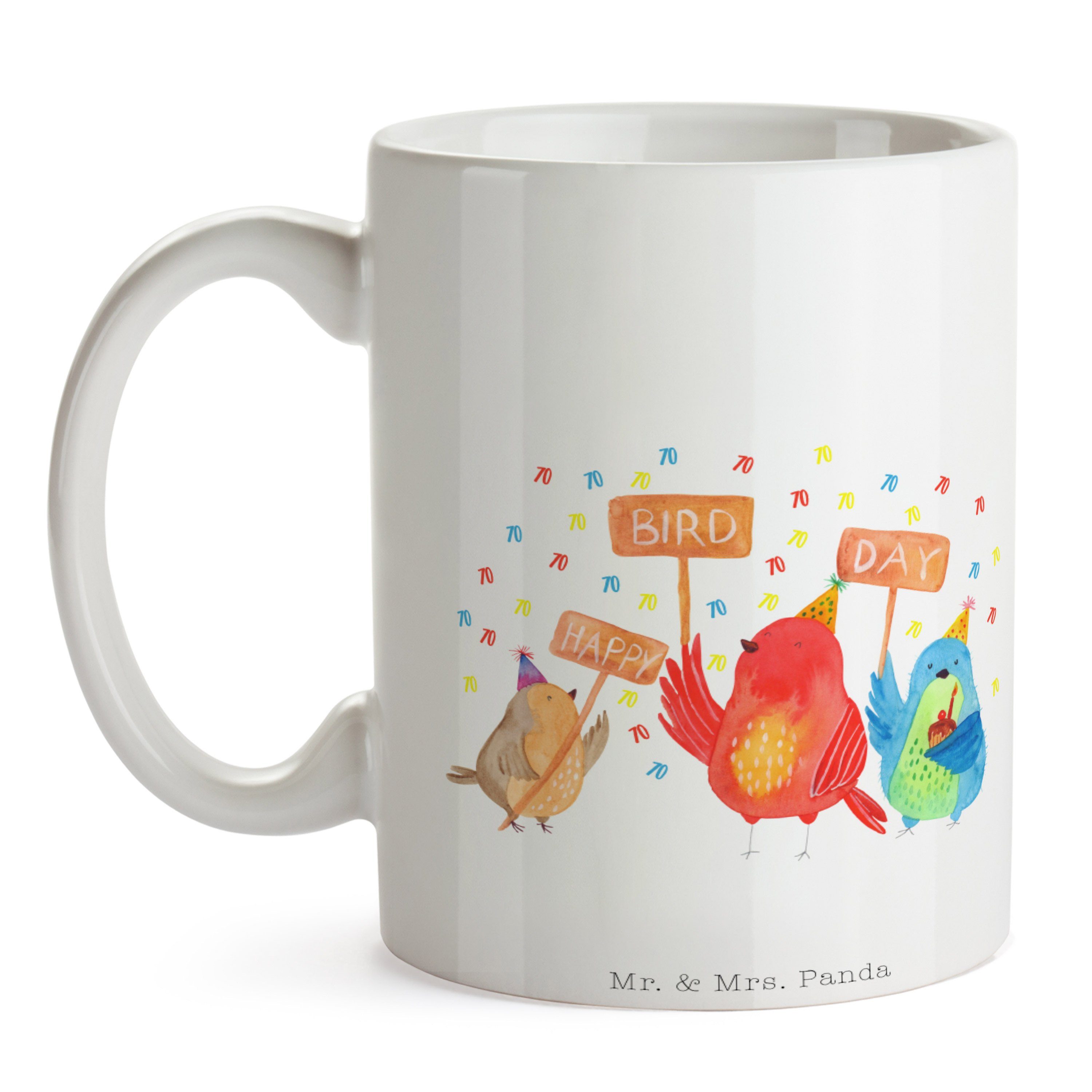 Bird Geburtstag - Weiß Geschenk Geschenk, Teet, Mrs. Panda Happy Mr. Day Keramik 70. & - Tasse Tasse,