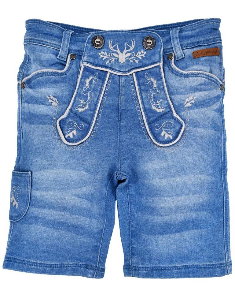 BONDI Trachtenlederhose BONDI Jungen Trachten Jeans Bermuda 29909, Blue D