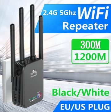 WLAN Verstärker 1200Mbit/s 5GHz & 2.4GHz Dual-Band Wi-Fi Router AP WLAN-Repeater, Praktischer Access Point, Router, Wireless-Standards