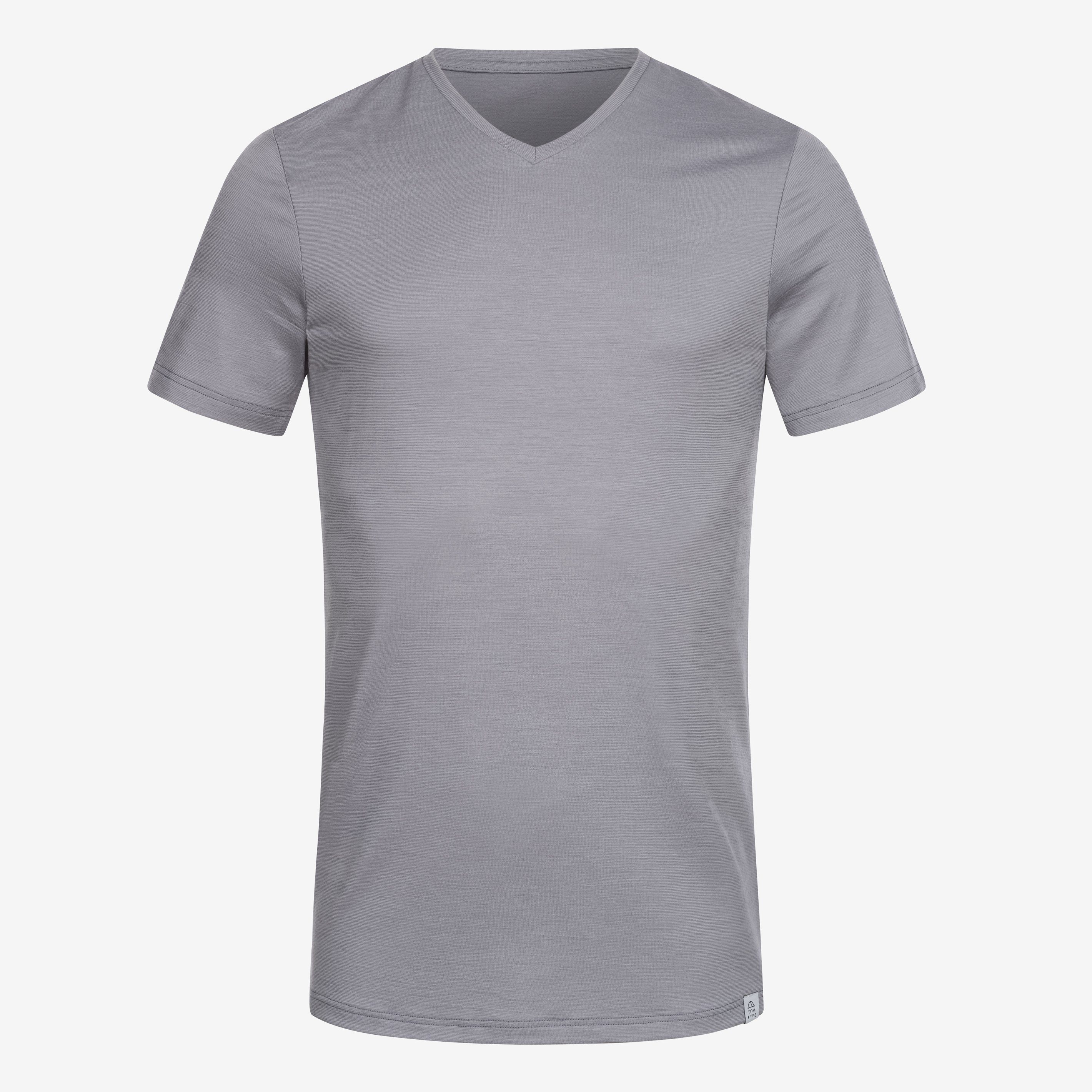 Tom Fyfe T-Shirt Merino T-Shirt V-Ausschnitt Hellgrau Herren