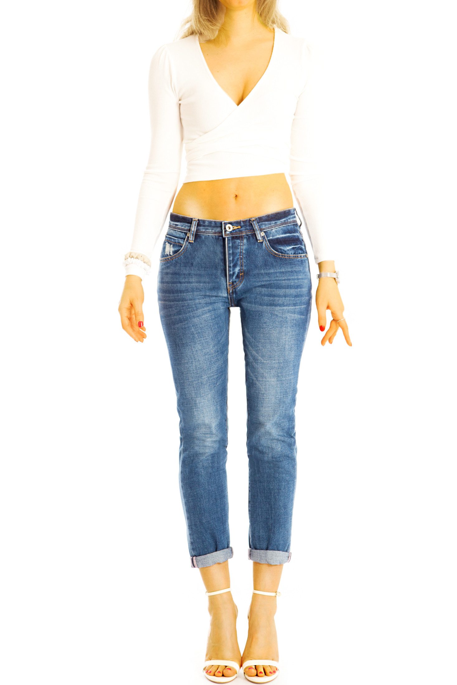 be styled 7/8-Jeans 7/8 destroyed Slim Fit Ankle Jeans Hose - Damen - j7L mit Stretch-Anteil
