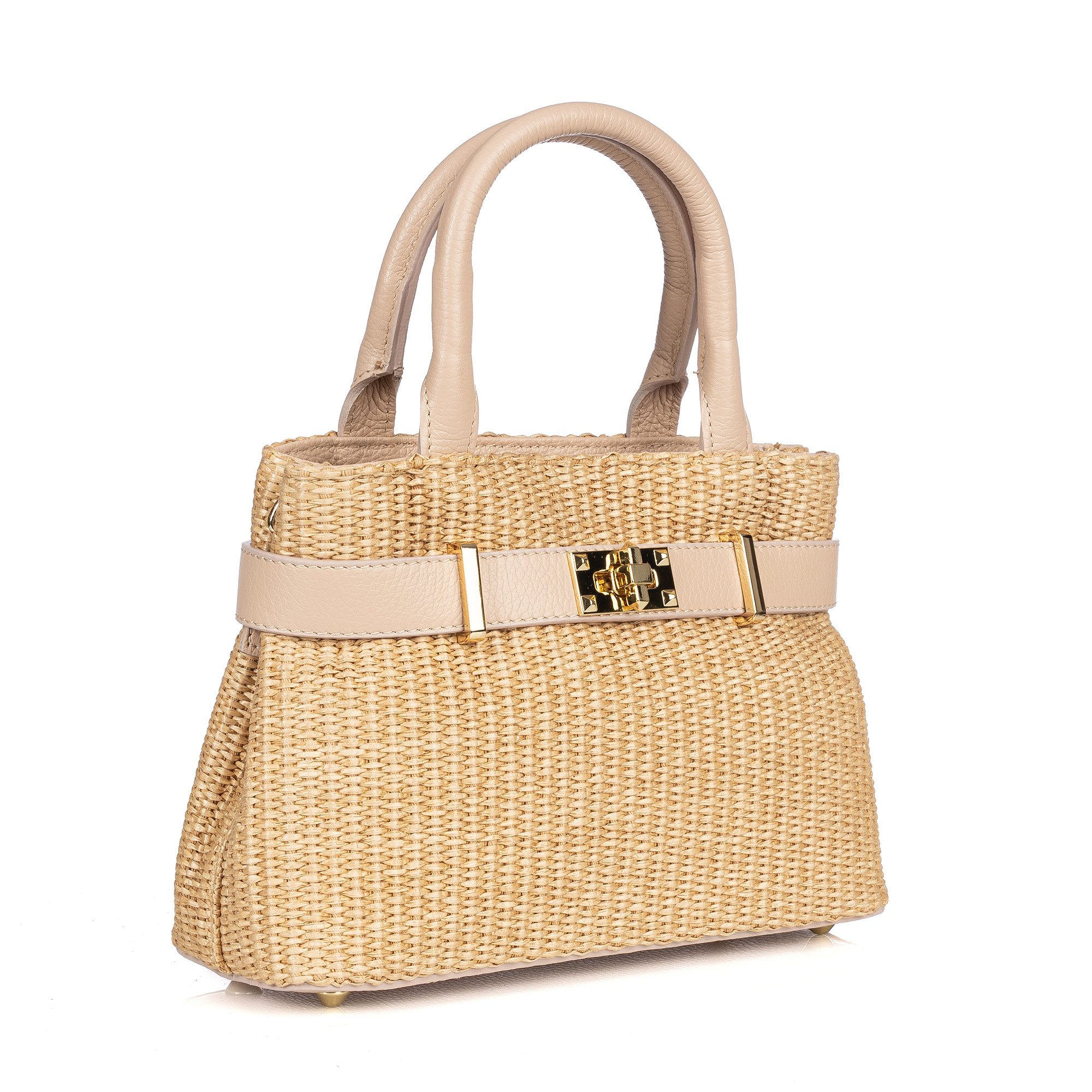 Der Trachtler Trachtentasche Damen Raffia-Tasche mit Lederdetails, - Made in Italy