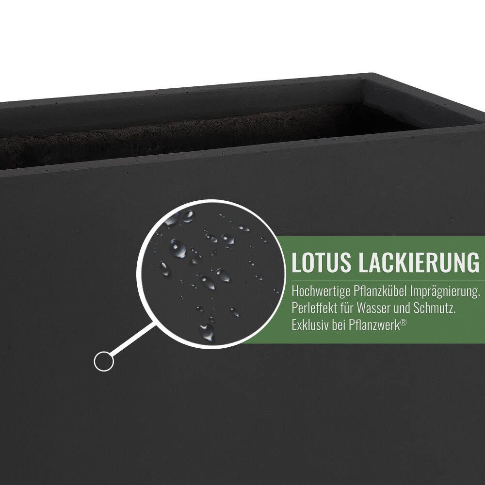 Pflanzwerk® Pflanzkübel TUB Premium Fiberglas Blumenkübel Frostbeständig mit Lotus-Effekt, Fiberglas - Handgefertigt - Rechteckig - Frostbeständig