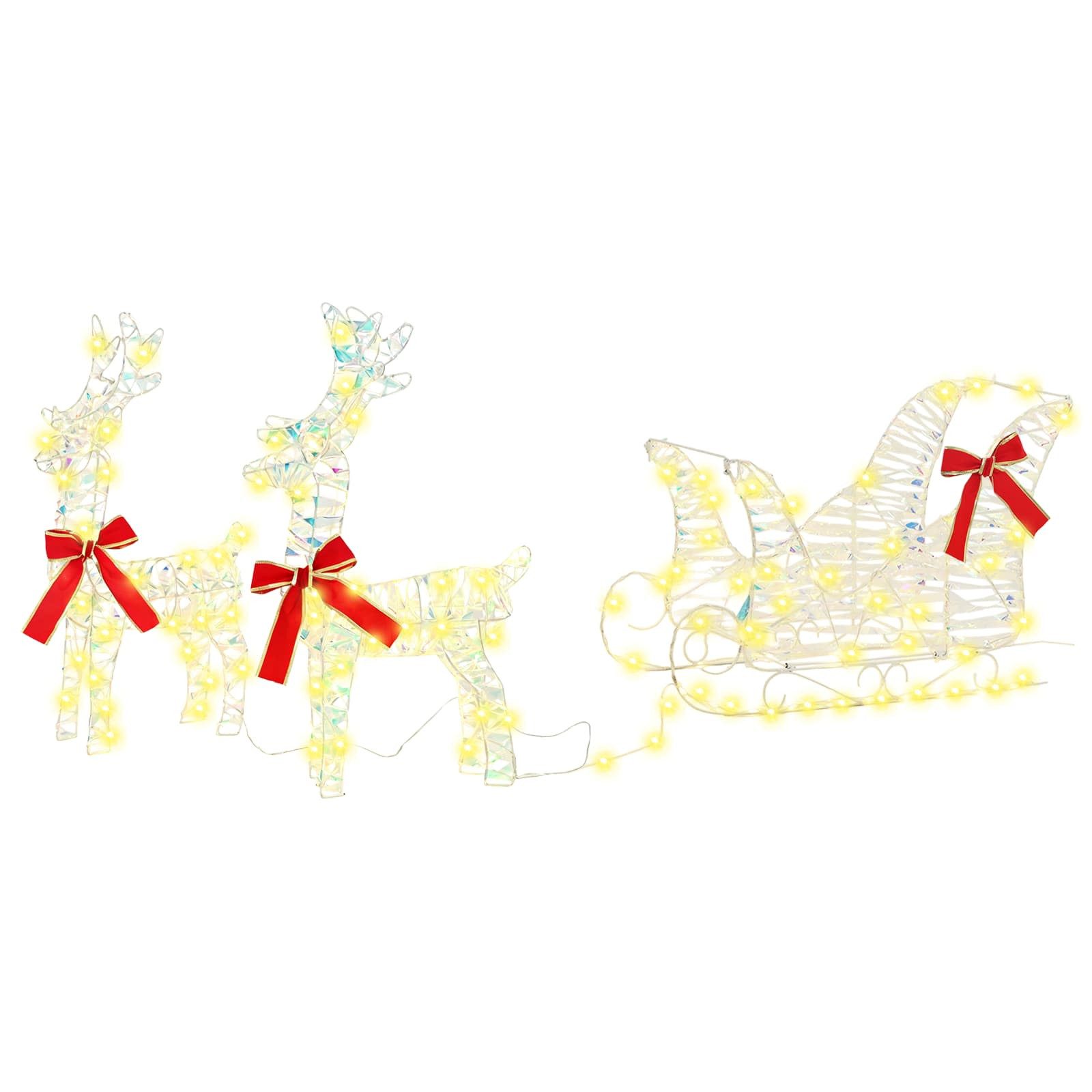 vidaXL Christbaumschmuck Rentier Zieh Schlitten Warmes Weiß 30 x 12 x 54,5 cm PET (1-tlg)