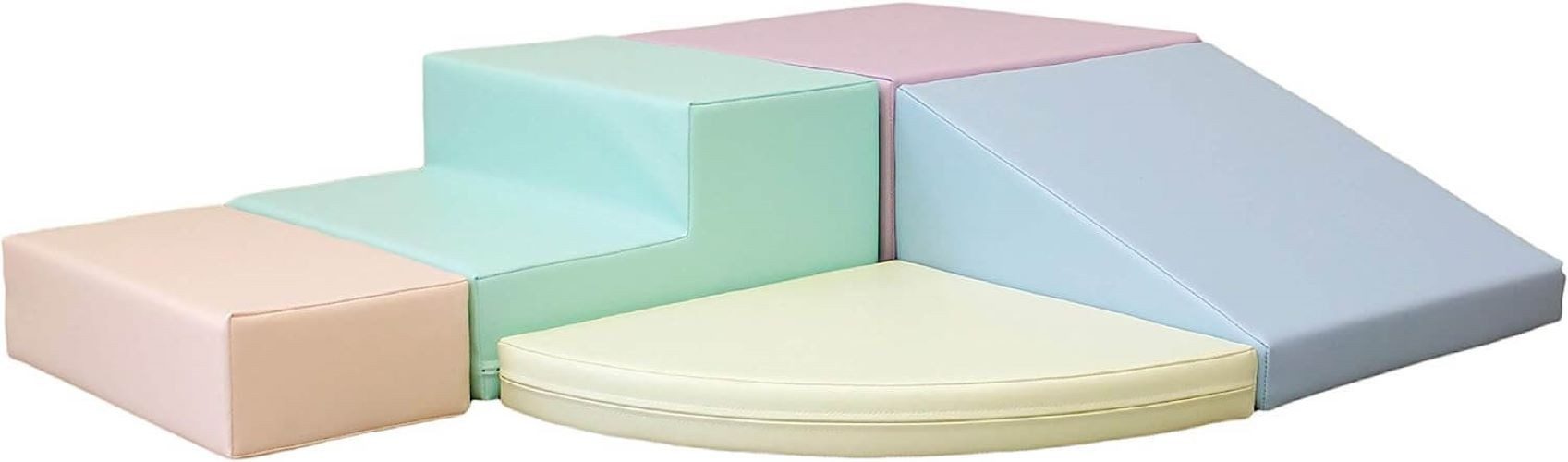 IGLUSoftplay IGLU Set 6 Corner Climber, Pastell/Grün/Honig - Schaubstoff-Bausteine Spielbauklötze, (Set), Modernes Design und hochwertige Verarbeitung
