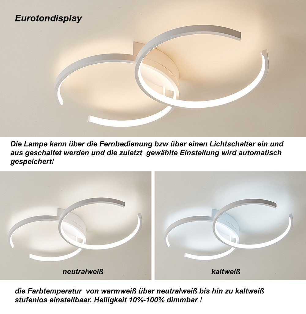Euroton LED Deckenleuchte LED Deckenleuchte Fernbedienung Lichtfarbe einstellbar dimmbar Lampe, LED fest integriert, Deckenleuchte mit Fernbedienung Helligkeit: – Bild 4 von 5