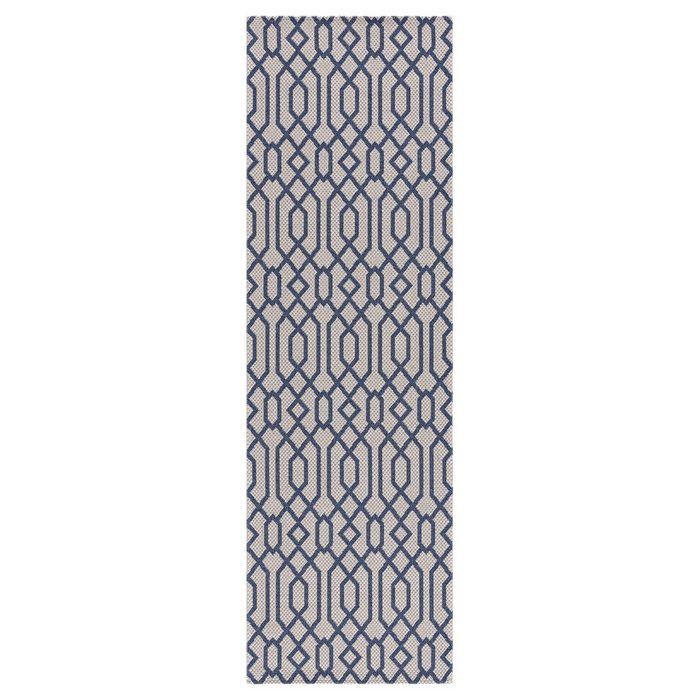Teppich Baumwolle- Wohnzimmer Ornamente Muster Grau-Blau payé Rechteckig Höhe: 5 mm GU11495