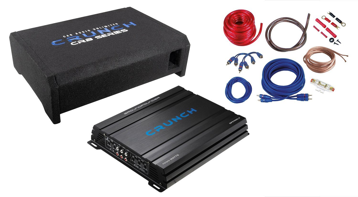Crunch GROUNDPOUNDER Downfire Basspack Subwoofer + AMP Auto-Subwoofer
