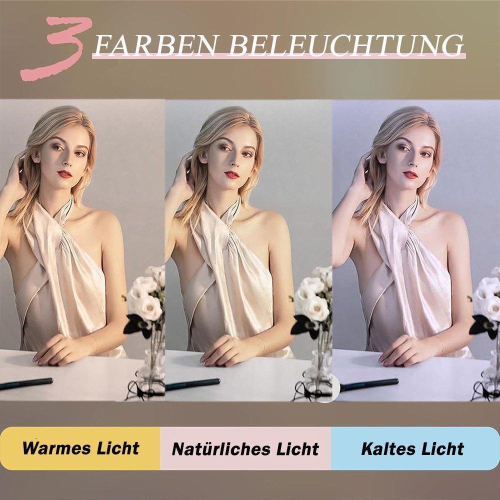 TUWENA LED-Lichtspiegel 3 Farben LED Spiegelleuchte, 9 Helligkeiten Dimmbar Schminklicht (4-St), Schminklicht Spiegellampe, Schminktisch Leuchte mit USB Kabel