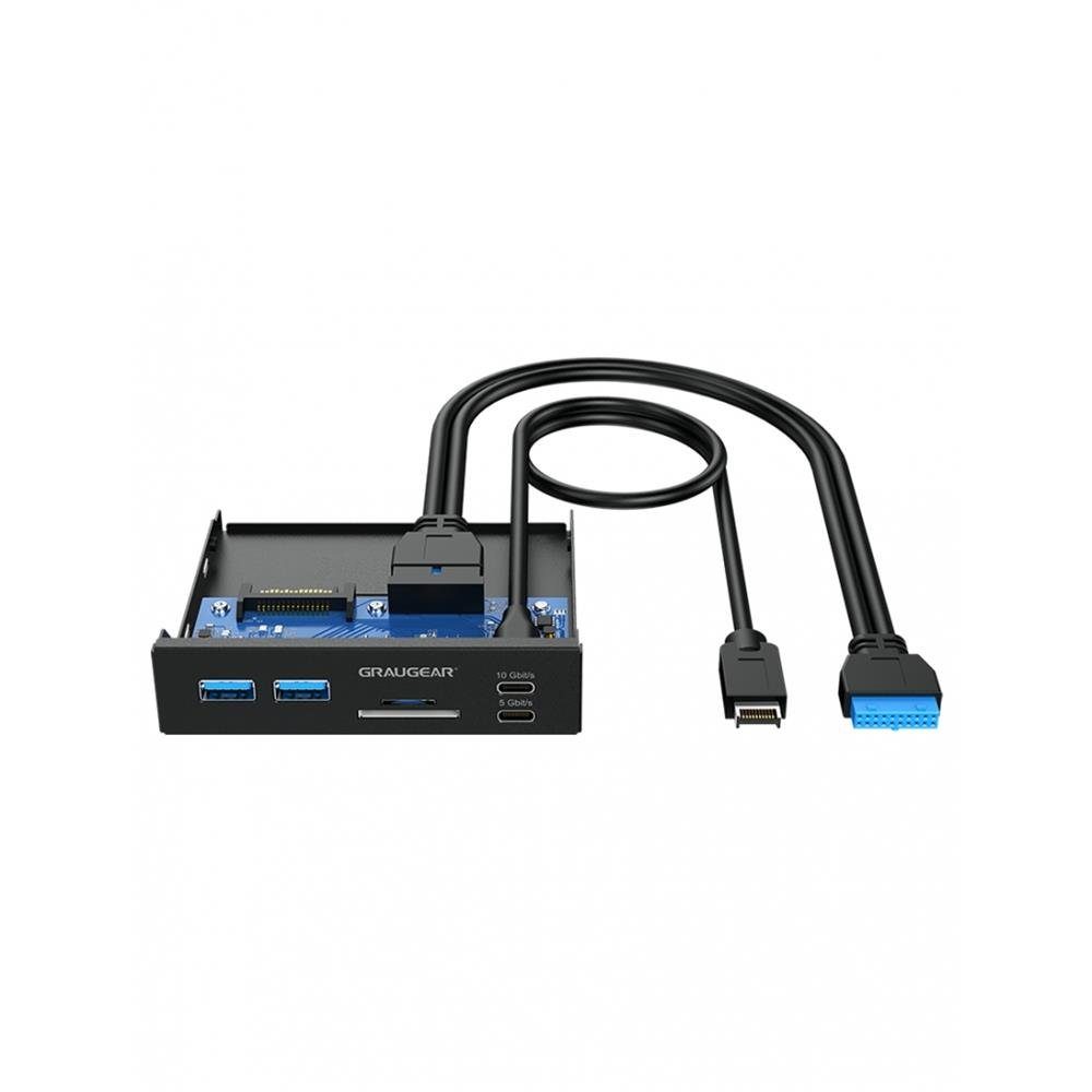 GRAUGEAR PC-Gehäuse G-MP01CR Multi Frontblende mit USB Hub und Kartenleser, Front Panel, USB Type C, Schwarz, SD Kartenleser, 3,5" Schacht