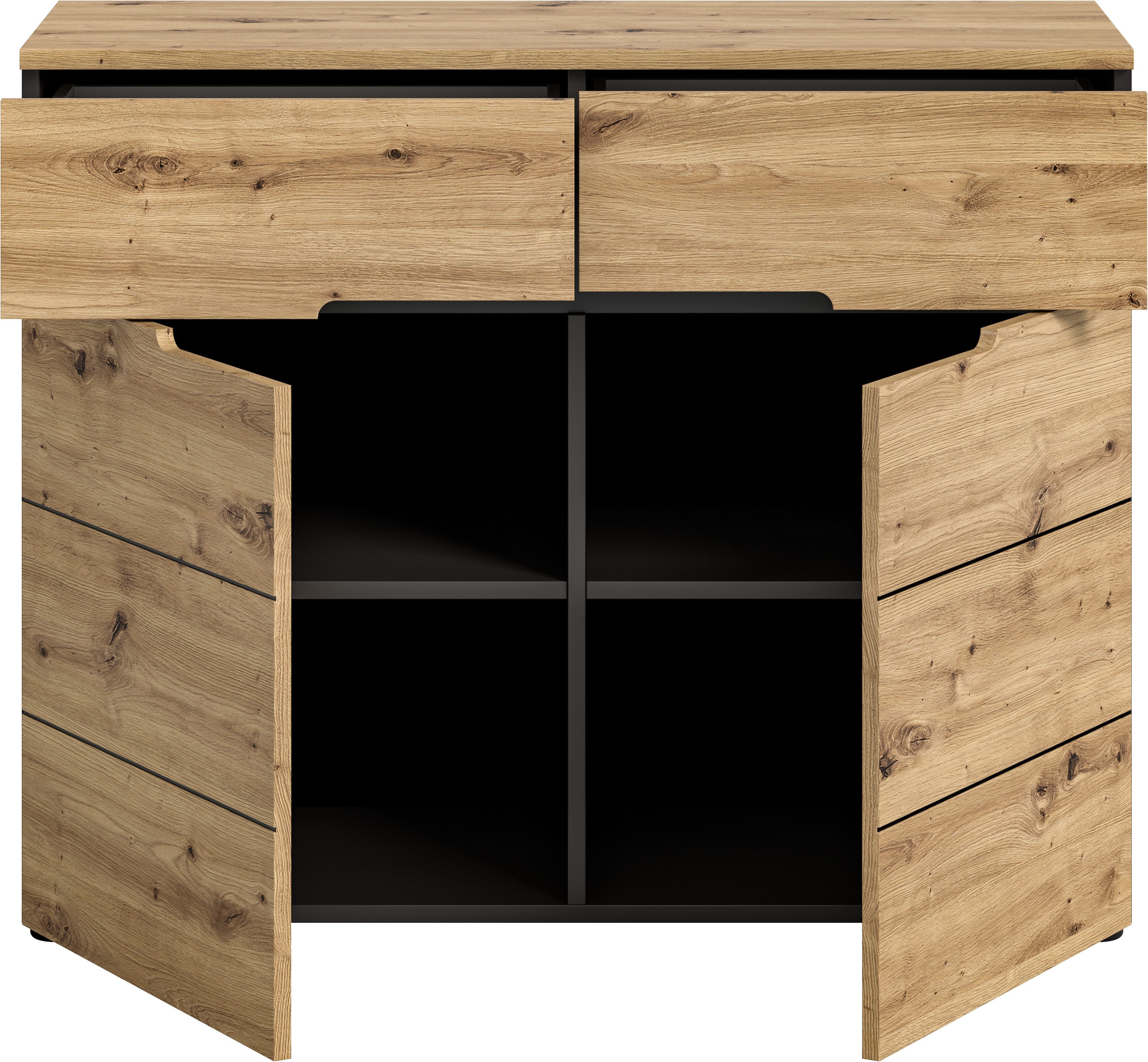 Home affaire Kommode REHAT, TOPSELLER!, Breite 100cm, 2 Türen, 2 Schubkästen, 4 Fächer (in verschiedenen Farben erhältlich), Schuhschrank, Schuhkommode, Garderobenschrank, Anrichte