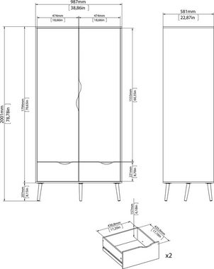Home affaire Drehtürenschrank Oslo viele Stauraummöglichkeiten, inklusive Einlegeboden und Kleiderstange