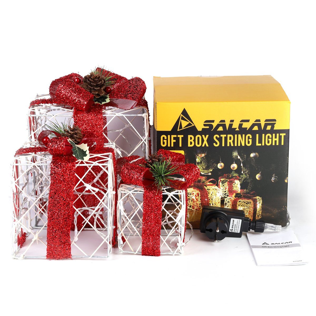 Salcar LED-Lichterkette 3 Stück LED Lichter Geschenkbox Dekoration