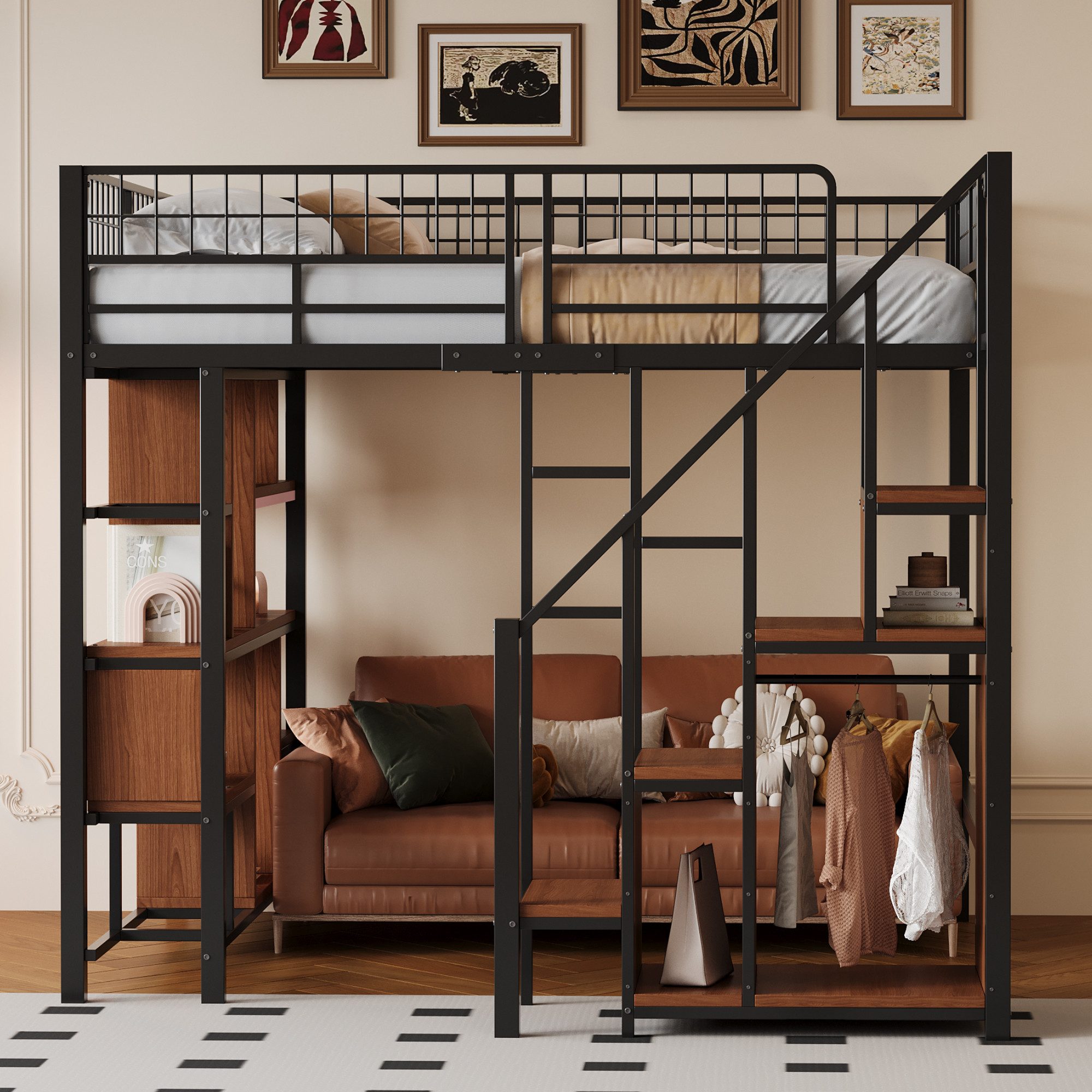 Praktisches Hochbett Mit Schreibtisch & Kleiderschrank - Platzsparend & Multifunktional