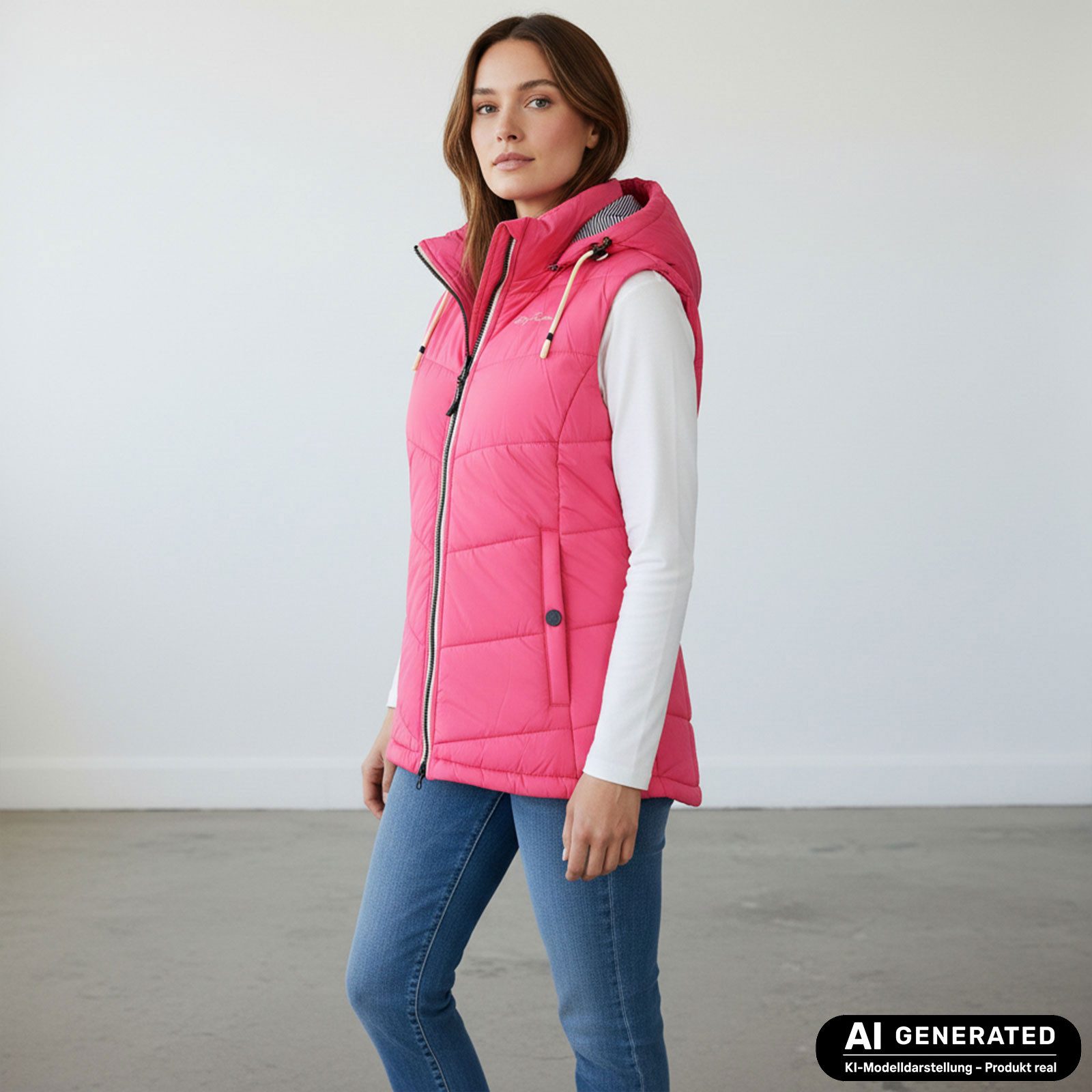 Dry Fashion Steppweste Rügen Damen Weste gesteppt Kapuze - Outdoor Damenweste Windabweisend Kapuze verstellbar & abnehmbar, 2-Wege-Reißverschluss, Seitentaschen