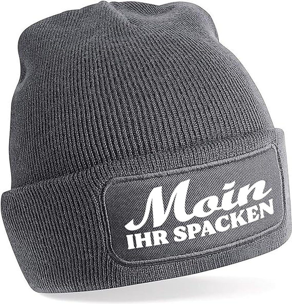 Beanie Strickmütze mit Spruch Moin Ihr Spacken